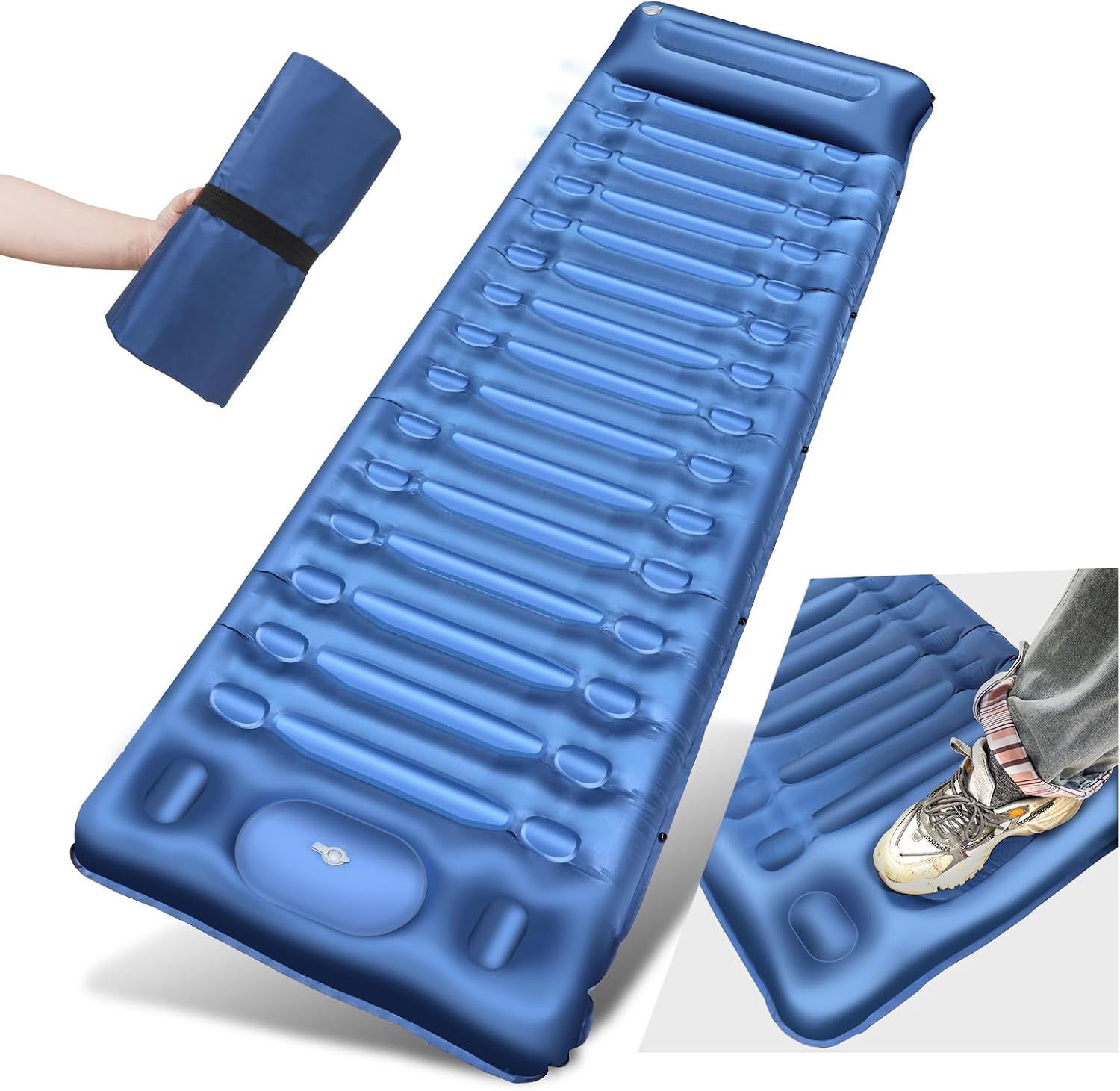 Detalle de Materasso da campeggio 14 cm autogonfiante Blue
