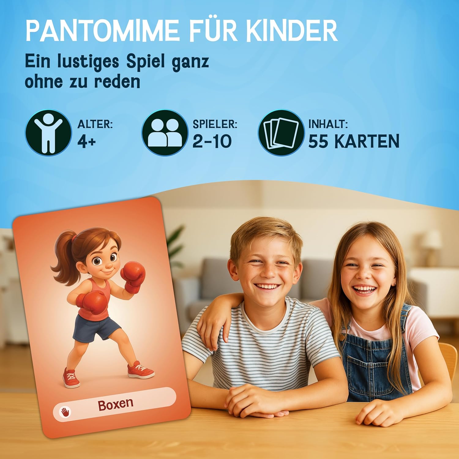 Detalle 2 de LIKARTO Pantomime Spiel für Kinder ab 4 Jahre ⚡