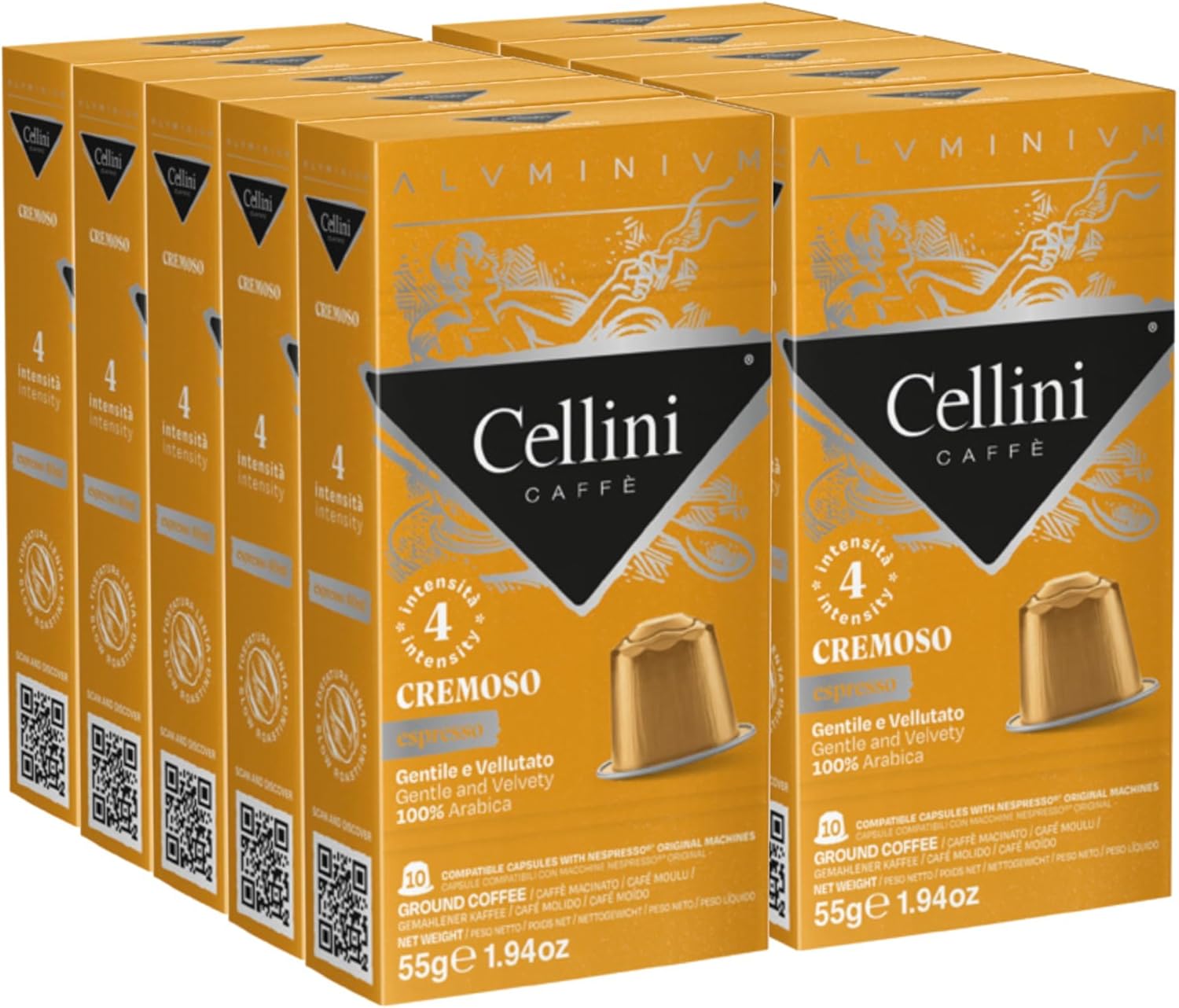 Detalle de Caffè Cellini Capsule Alluminio Compatibili con Nespresso – Cremoso, 100 capsule