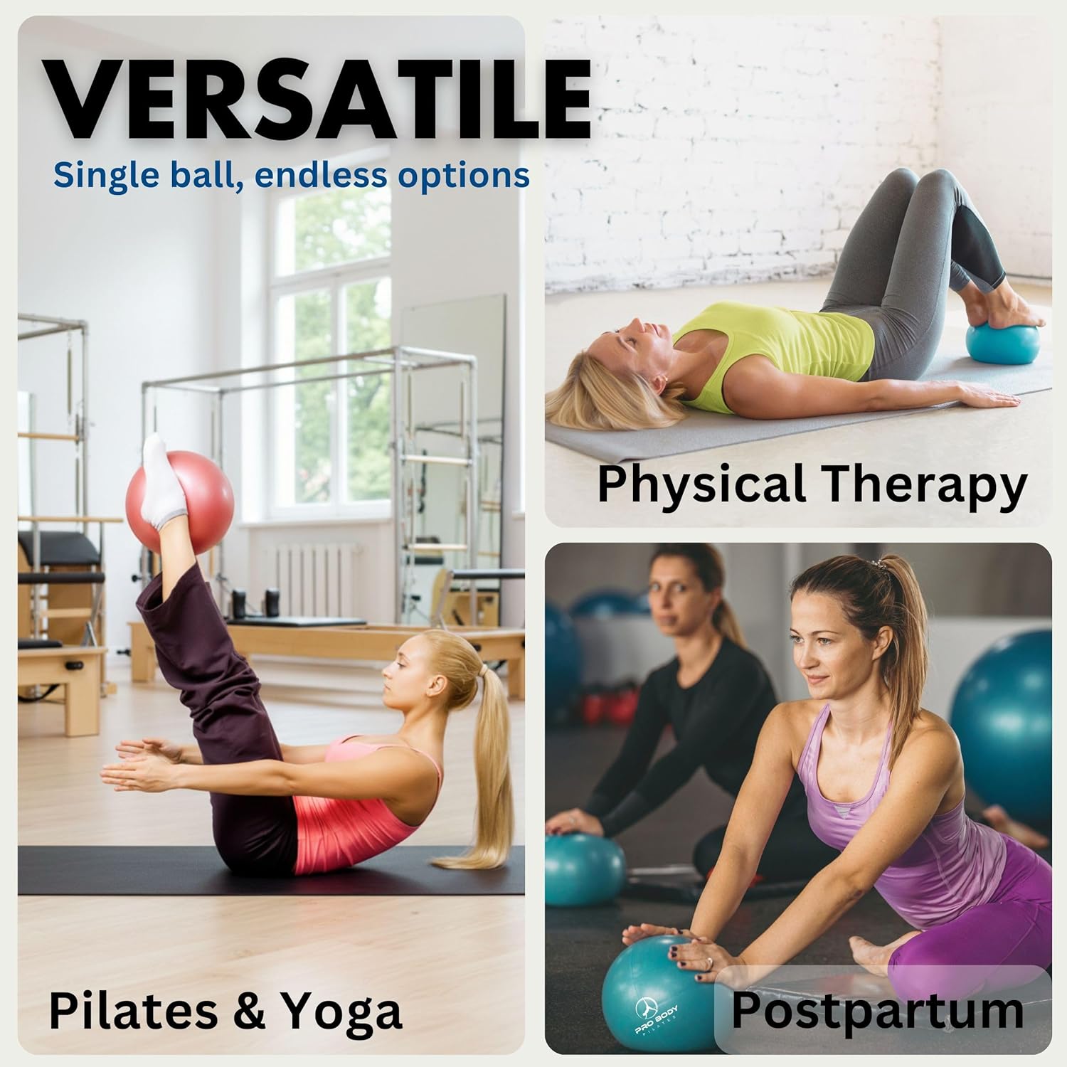 Detalle 2 de ProBody Pilates Small Exercise Ball with Pump (9 Inch) for Core, Stability, Yoga & Therapy
