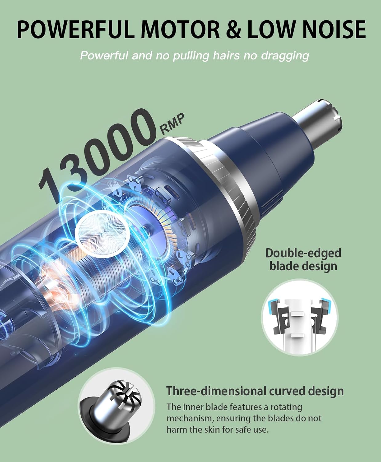 Detalle de TXWDFHL Rechargeable Nose and Ear Hair Trimmer with LED Display, 2 Heads