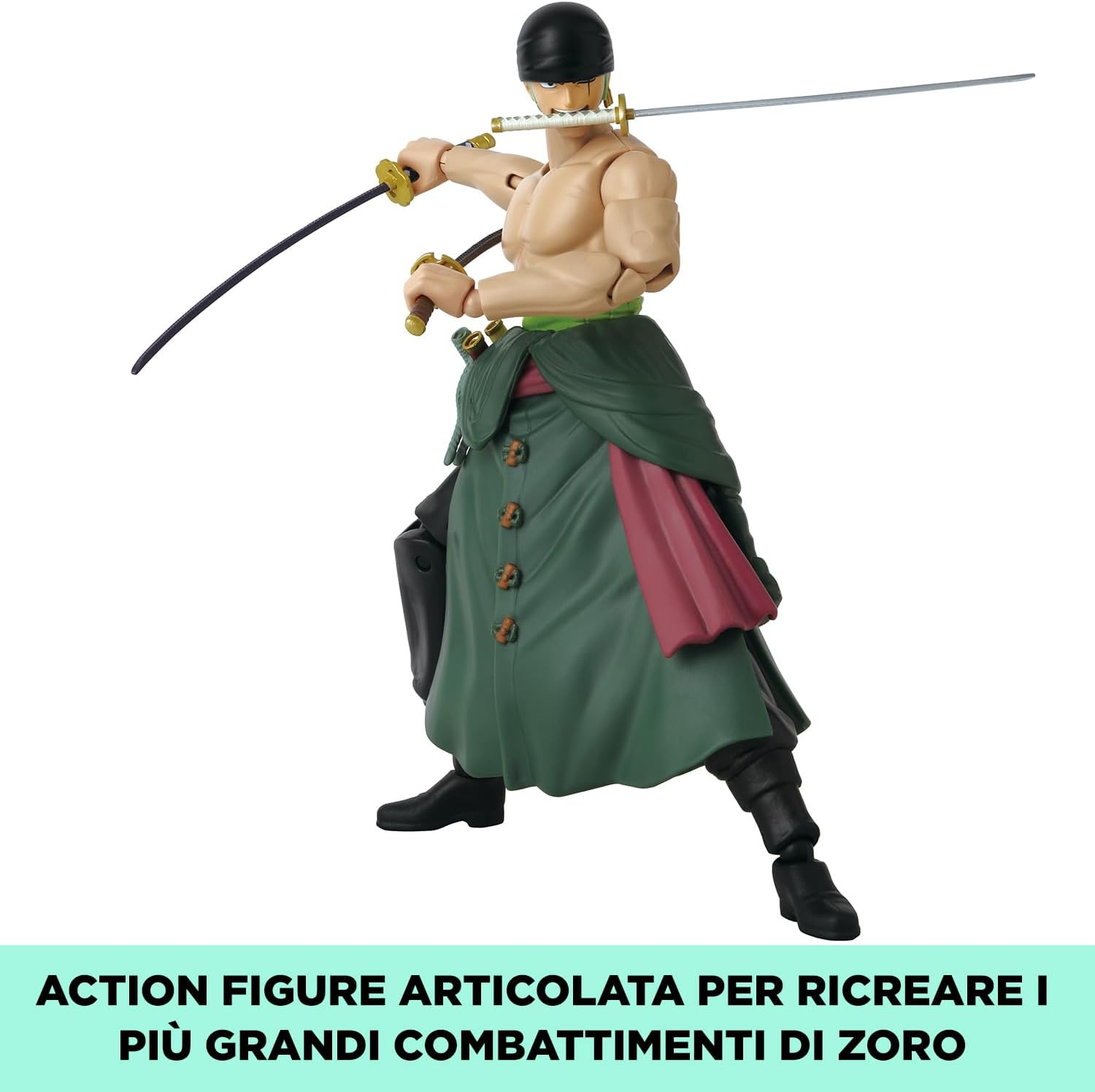 Detalle de Bandai Anime Heroes One Piece: Roronoa Zoro 17 cm Three Sword Style - Figura articolata licenza ufficiale
