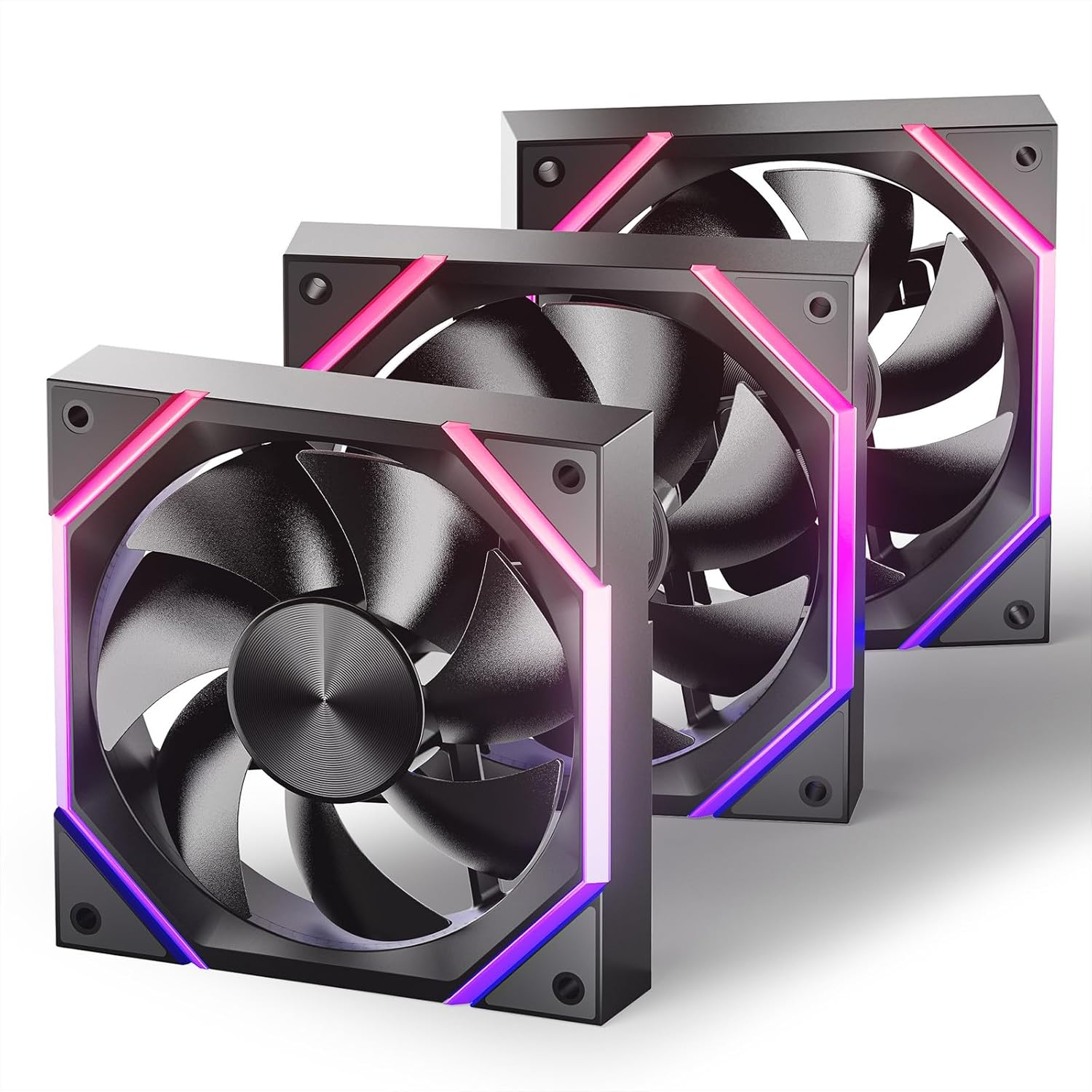 Detalle de AsiaHorse Nyota RGB Gehäuselüfter 120 mm (3er-Set) – ARGB 5V 3-Pin & PWM 12V 4-Pin