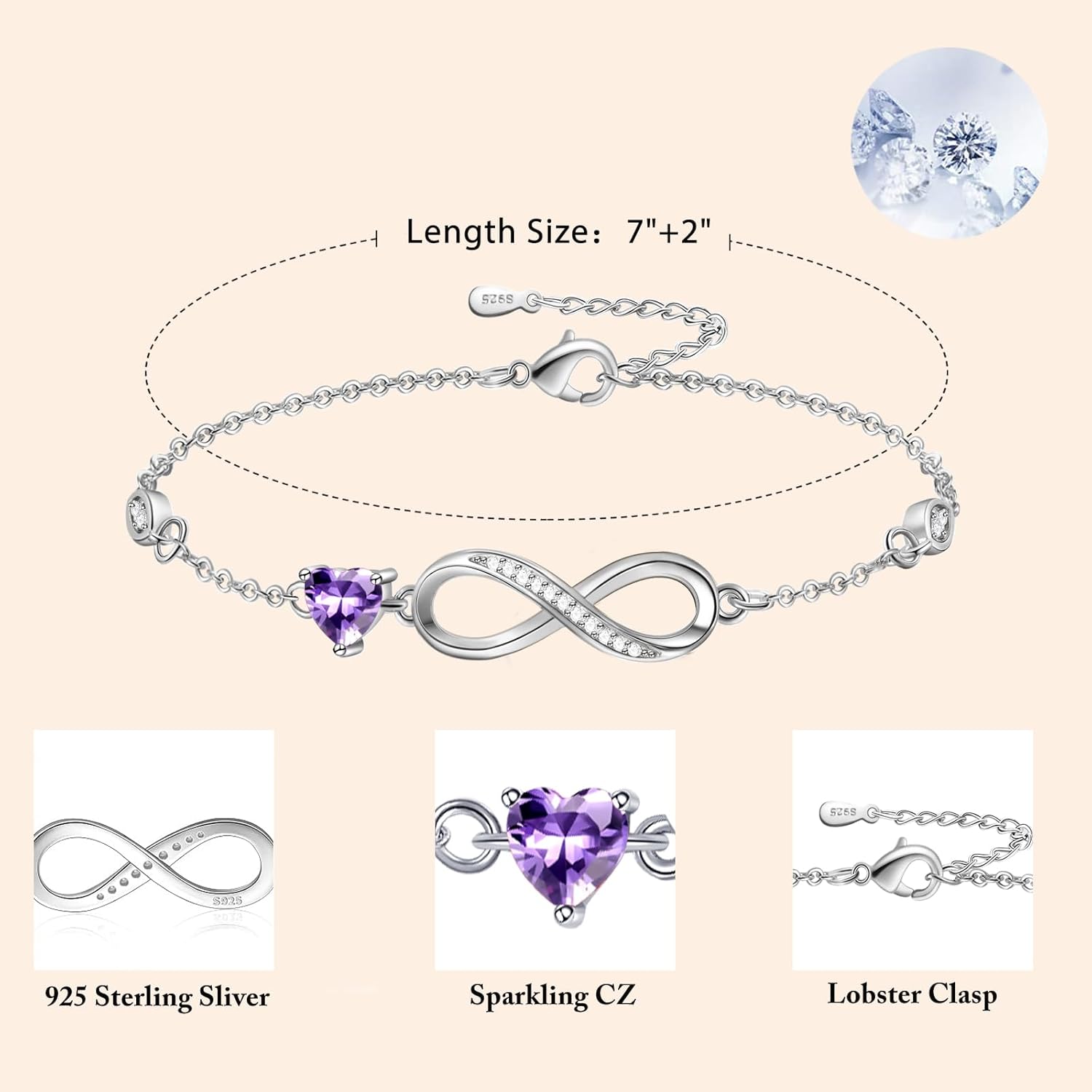 Thumbnail 1 de Tusuzik Muttertagsgeschenk Armband – Infinity-Herz Silberschmuck 925er Silber, Geschenkbox