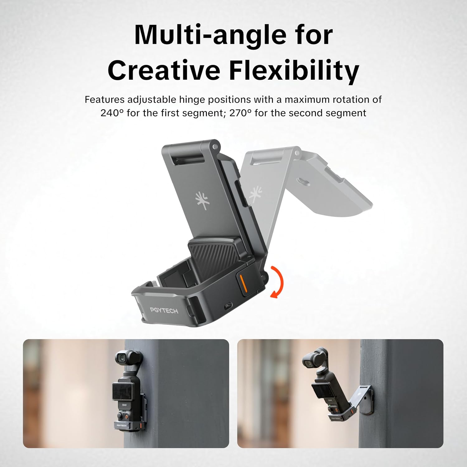 Detalle de PGYTECH Magnetischer Erweiterungsadapter für DJI Osmo Pocket 3/4/4P – Aluminiumrahmen, Arca-Swiss, Kälteschuh, 40N Halterung