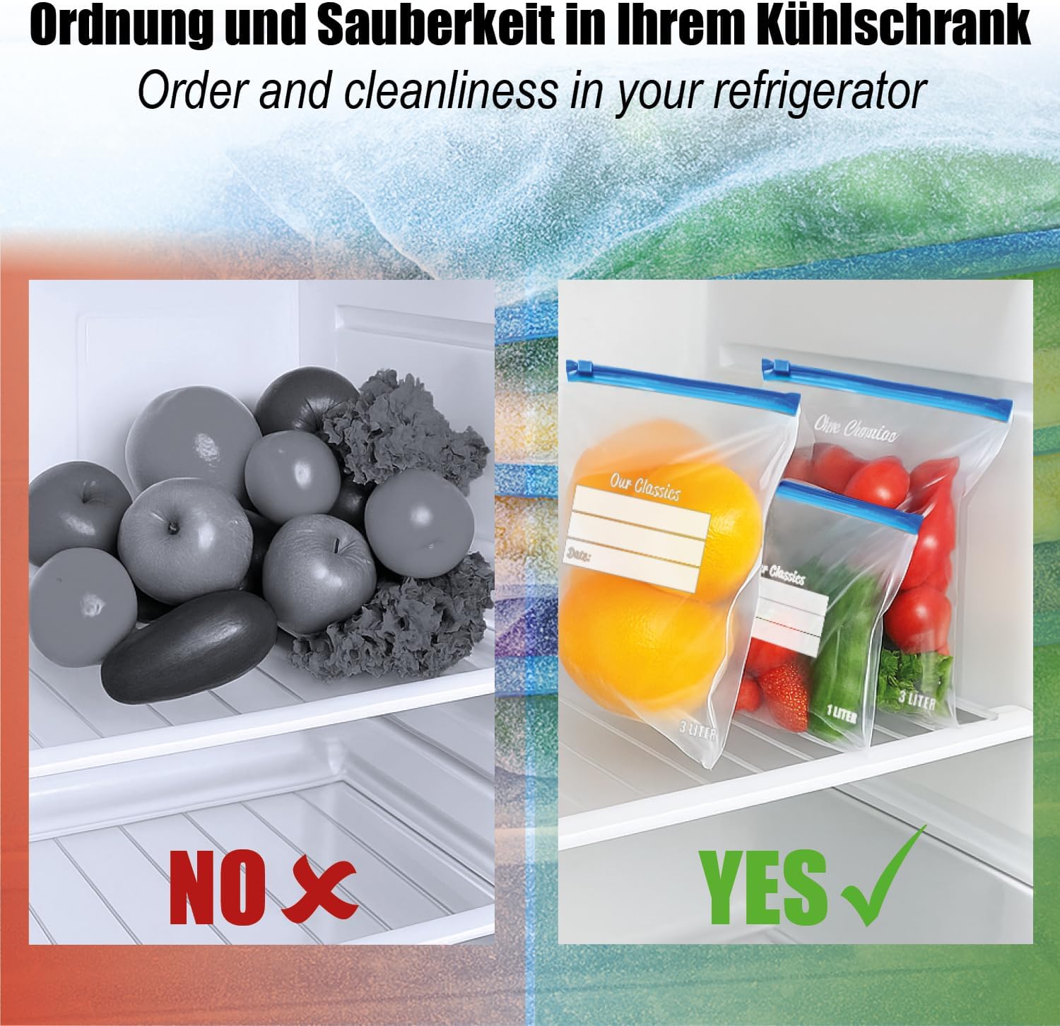 Thumbnail 3 de com-four® 120x sacs de congélation 1 L – sachets alimentaires refermables, 120 pièces