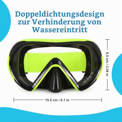 Detalle de HIKOTEY Kinder Taucherbrille mit Stoffband – 180° Panorama, Anti-Nebel, Anti-Leck