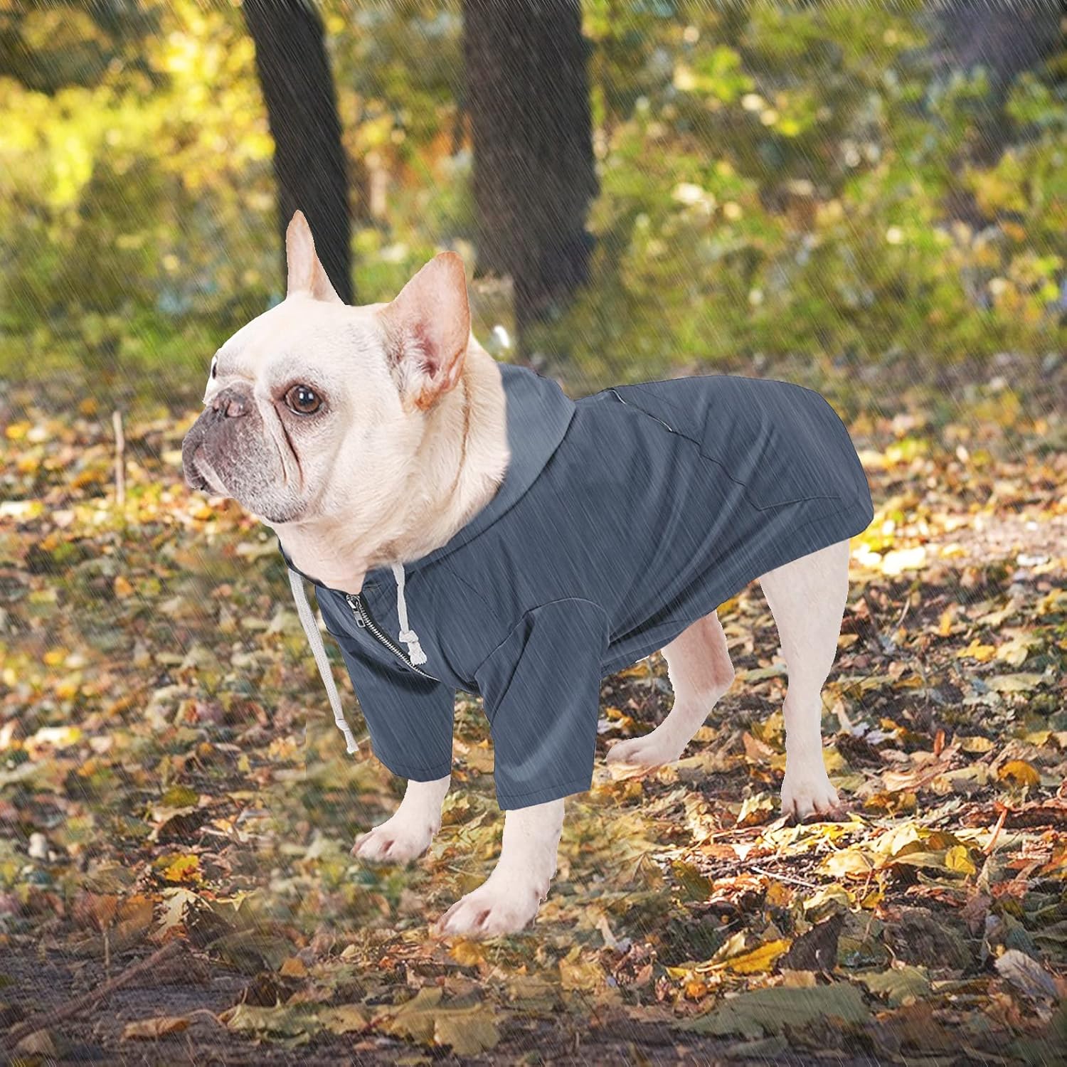 Thumbnail 1 de Dog Raincoat with Legs for Small to Medium Dogs – Navy, Zip Closure, Harness Hole