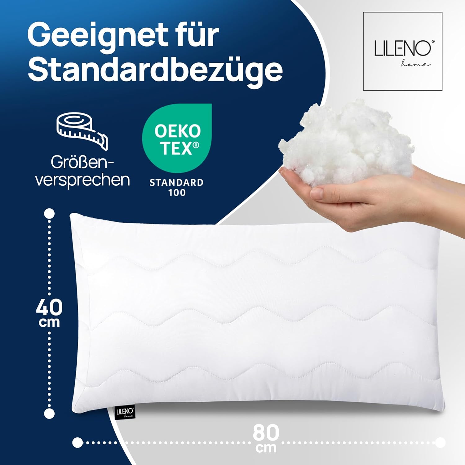 Thumbnail 6 de LILENO HOME Allergiker Kopfkissen 40x80 2er Set