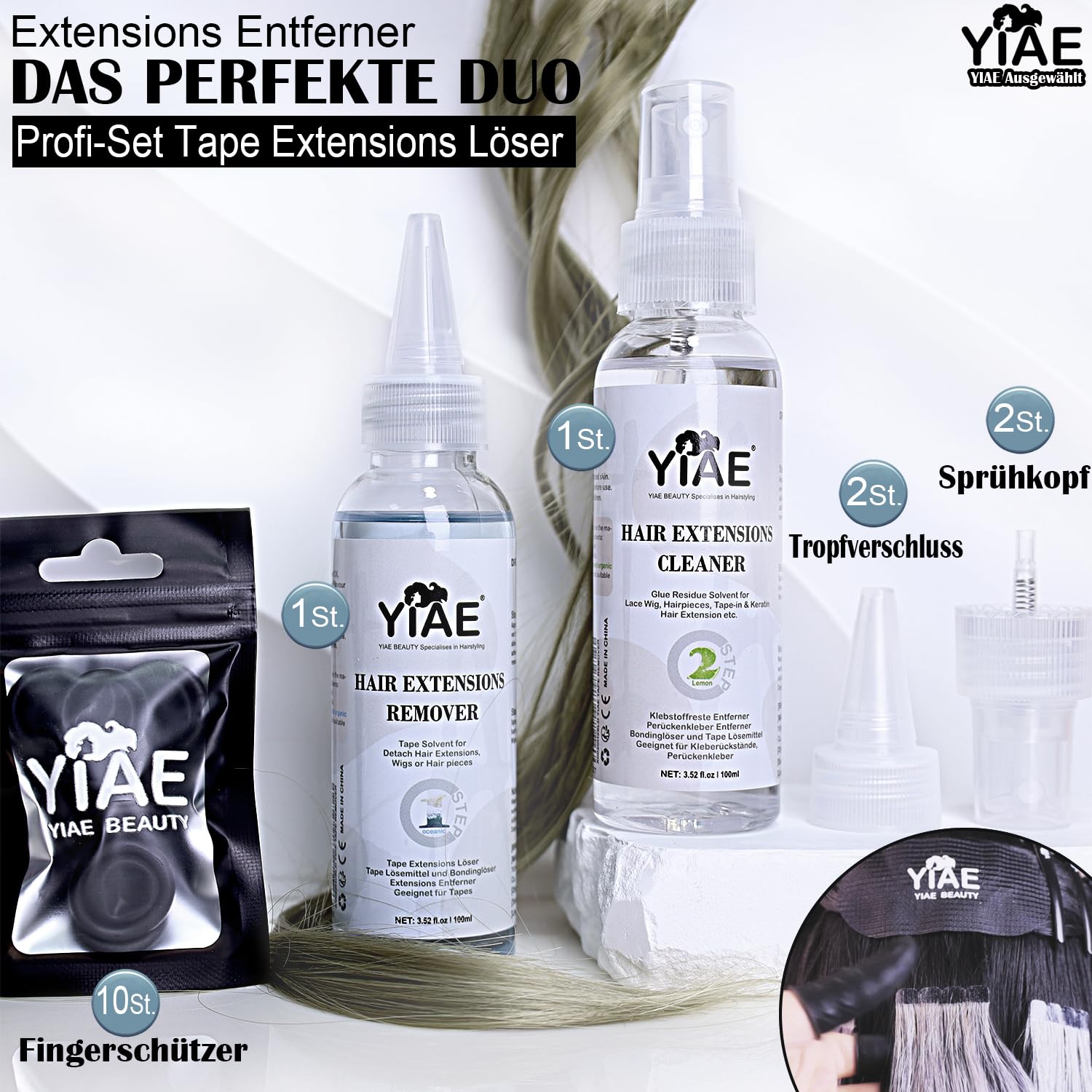 Detalle 2 de YIAE Ausgewählt Profi-Set Tape Extensions 200 ml