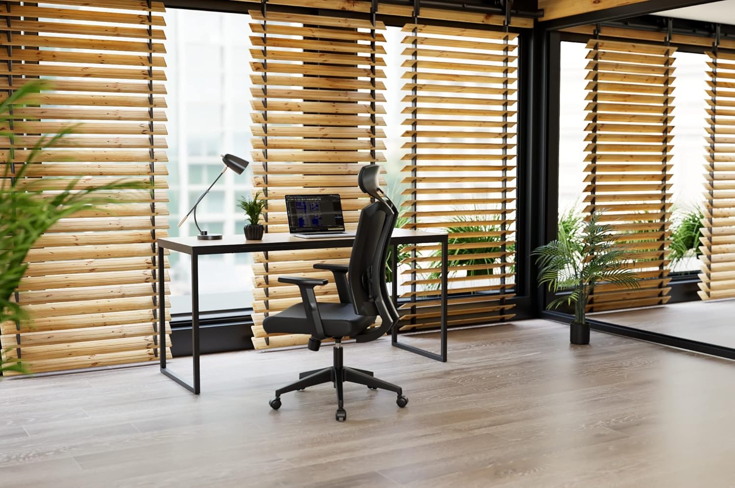Detalle de Zinus Jennifer Tavolo Scrivania 160 x 61 x 74 cm – Design moderno, struttura in metallo e piano legno