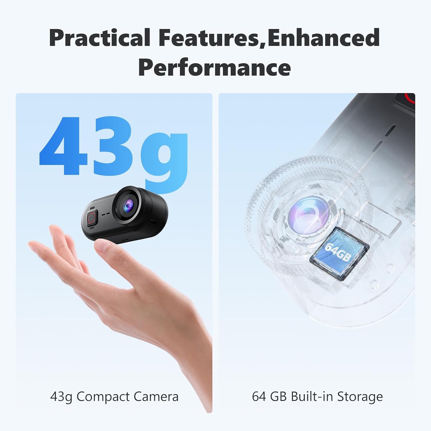 Detalle de Camlance 4K Mini Action Cam: mini videocamera indossabile magnetica con Wi‑Fi, 20MP e stabilizzazione a 6 assi