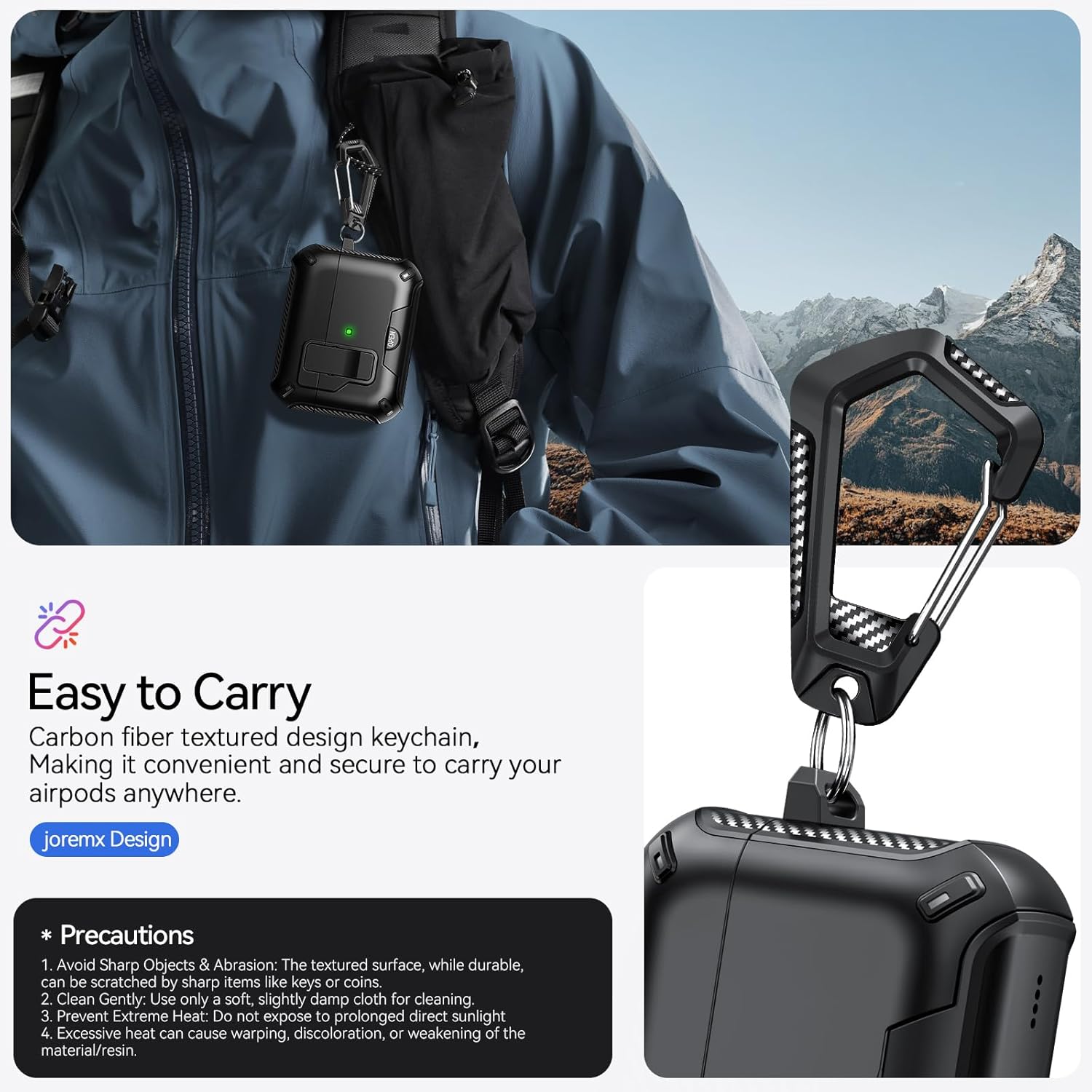 Thumbnail 5 de JOREMX Carbon Fiber Case for AirPods Pro 2nd/1st Gen (2023/2022/2019) with Phone Stand