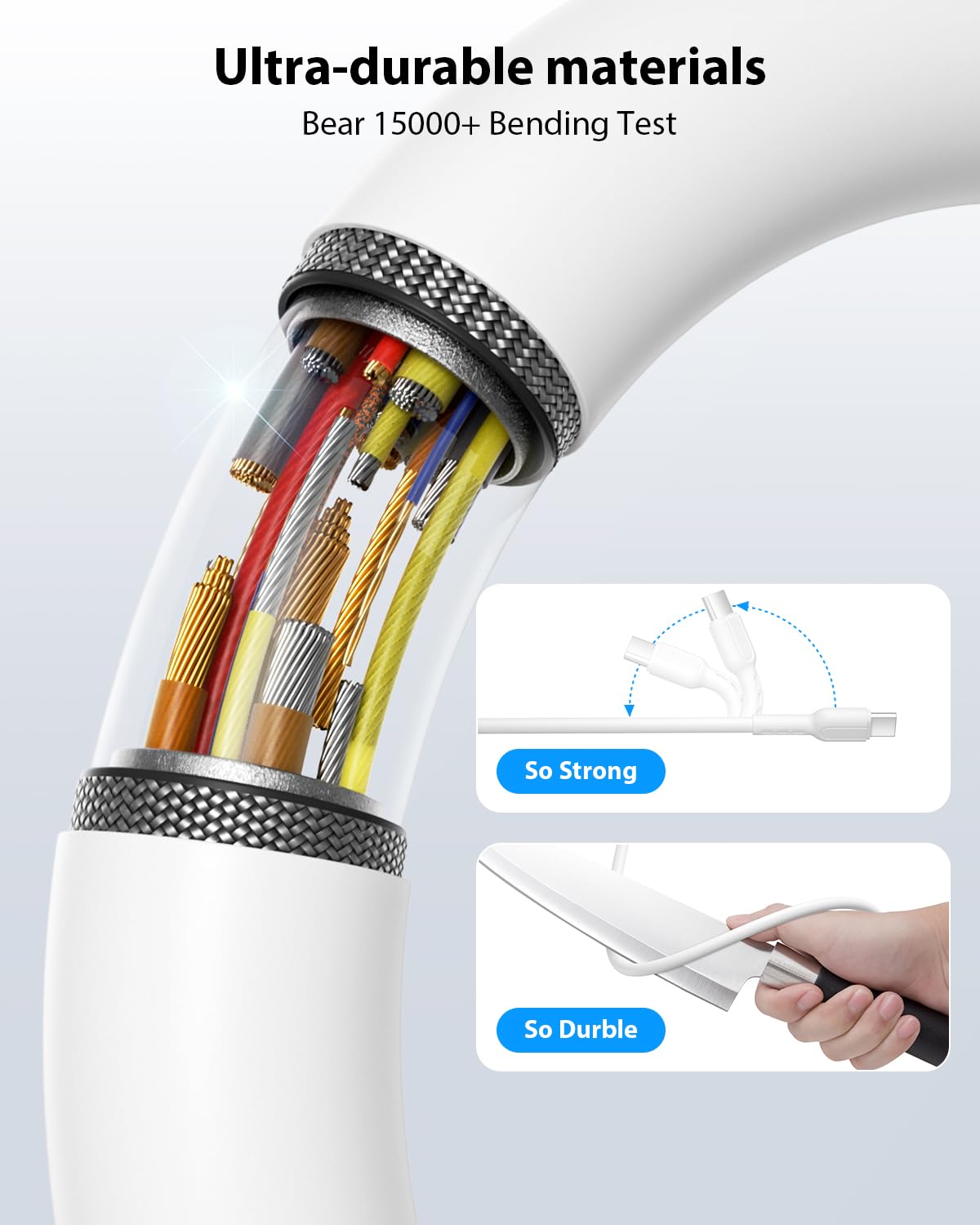 Detalle de SooPii 10er-Pack USB‑C-auf‑USB‑C-Kabel (20 cm), 60 W Schnellladekabel – kurz für Powerbank, Ladestation & Co.