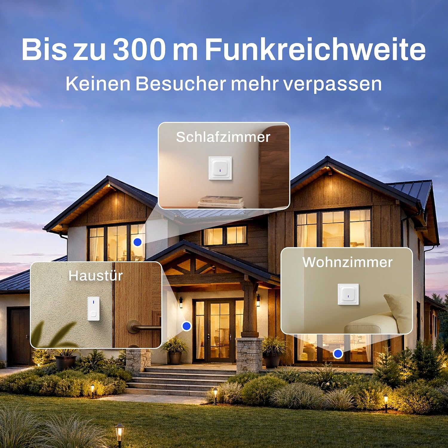 Thumbnail 2 de HBN Funkklingel Außen kabellos 300 m