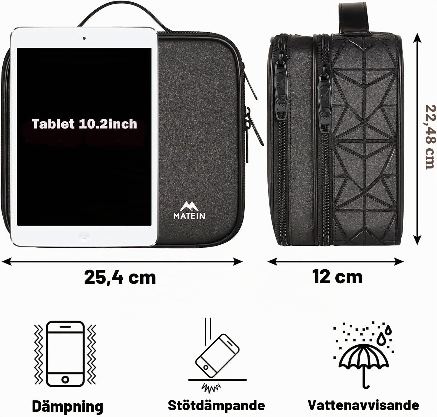 Detalle de MATEIN kabelorganiseringsväska med dubbla lager och justerbara avdelare