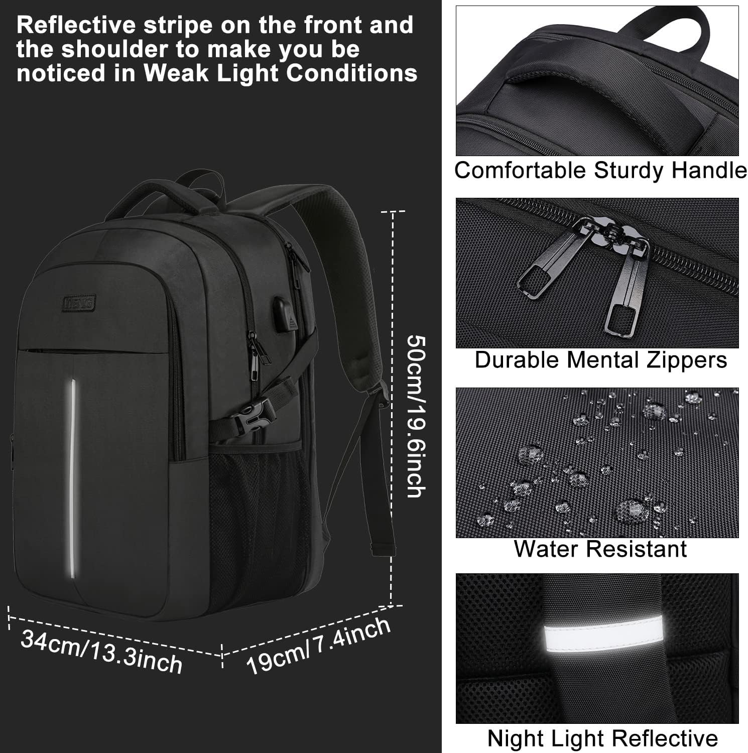 Thumbnail 4 de Groß Herren Laptop Rucksack 17 Zoll USB-Ladeanschluss