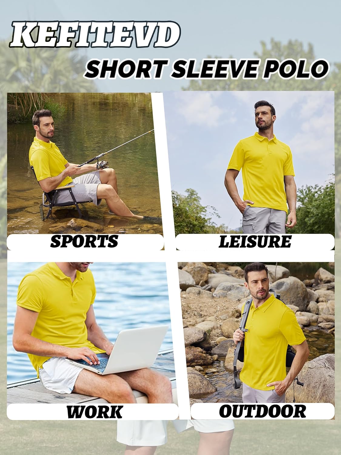 Thumbnail 5 de KEFITEVD Men’s Outdoor Breathable Polo Shirt – Quick-dry, Short Sleeve Safari Camping Top