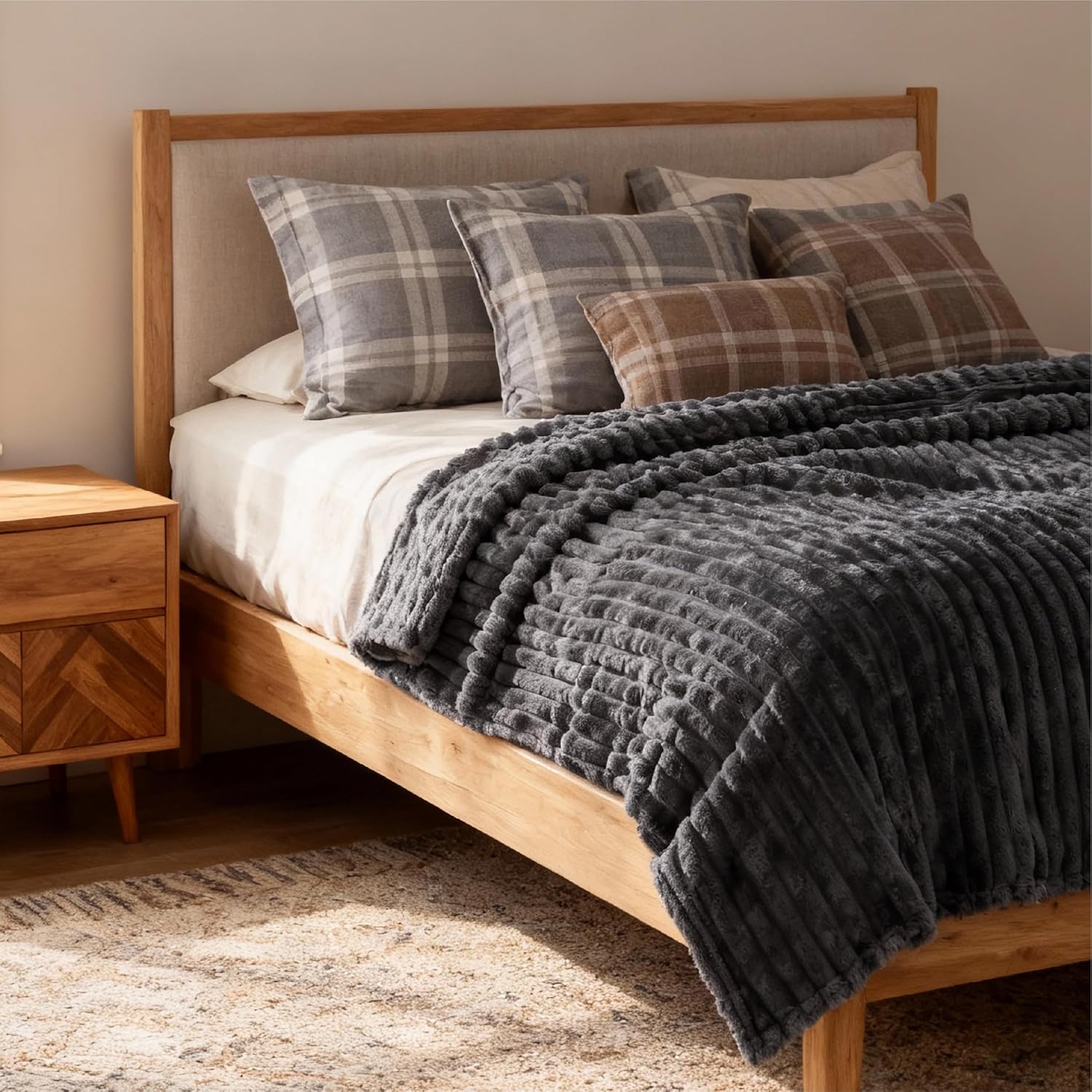 Thumbnail 6 de BEDSURE Kuscheldecke Flauschig (dunkelgrau, 230 x 270 cm) – Wolldecke & Fleecedecke als Sofadecke