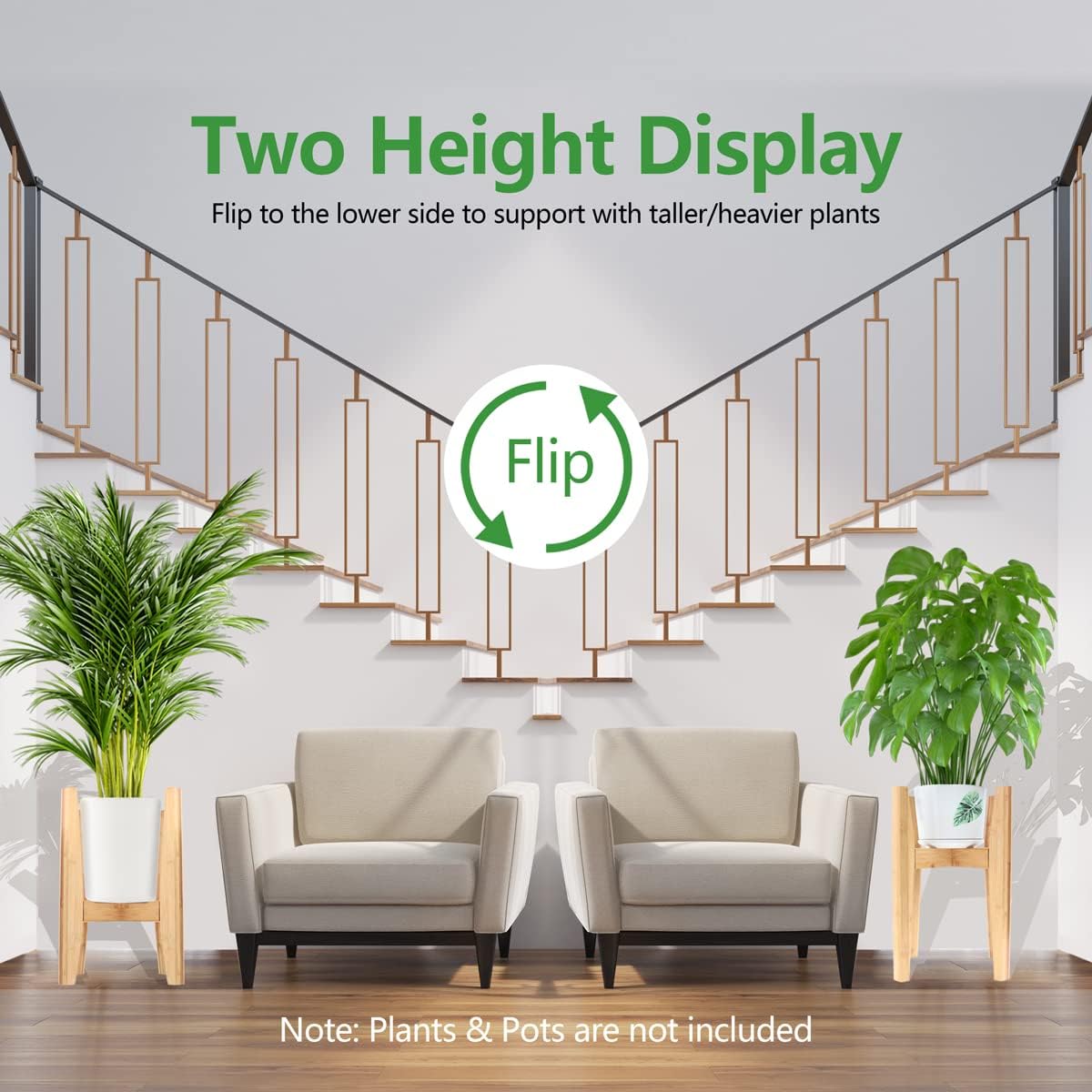 Detalle 2 de OERGKE 2-Pack Adjustable Plant Stand