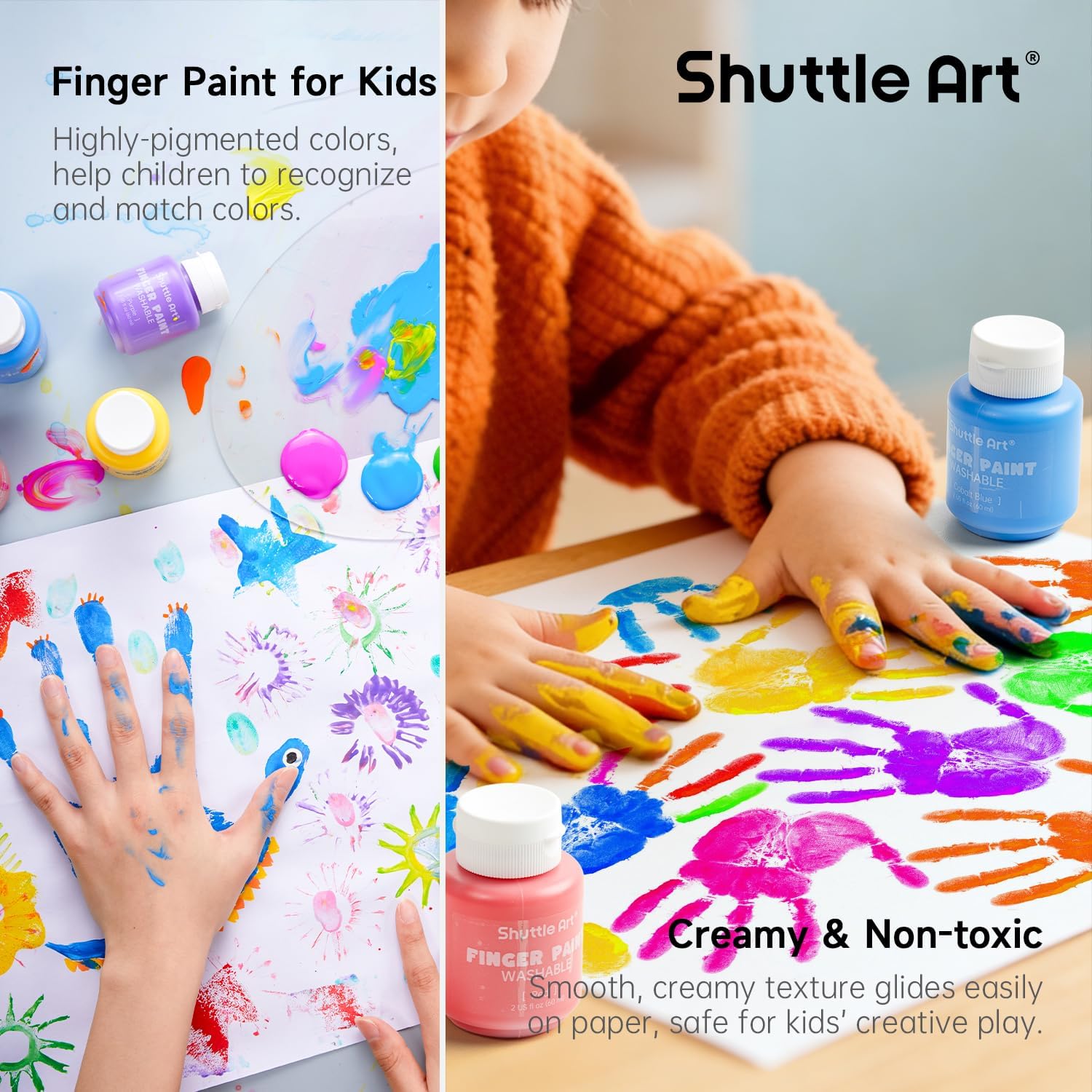 Thumbnail 3 de Shuttle Art Fingerfarben Kinder ungiftig – 15 Farben, 60 ml, waschbare Fingerfarben für Kinder