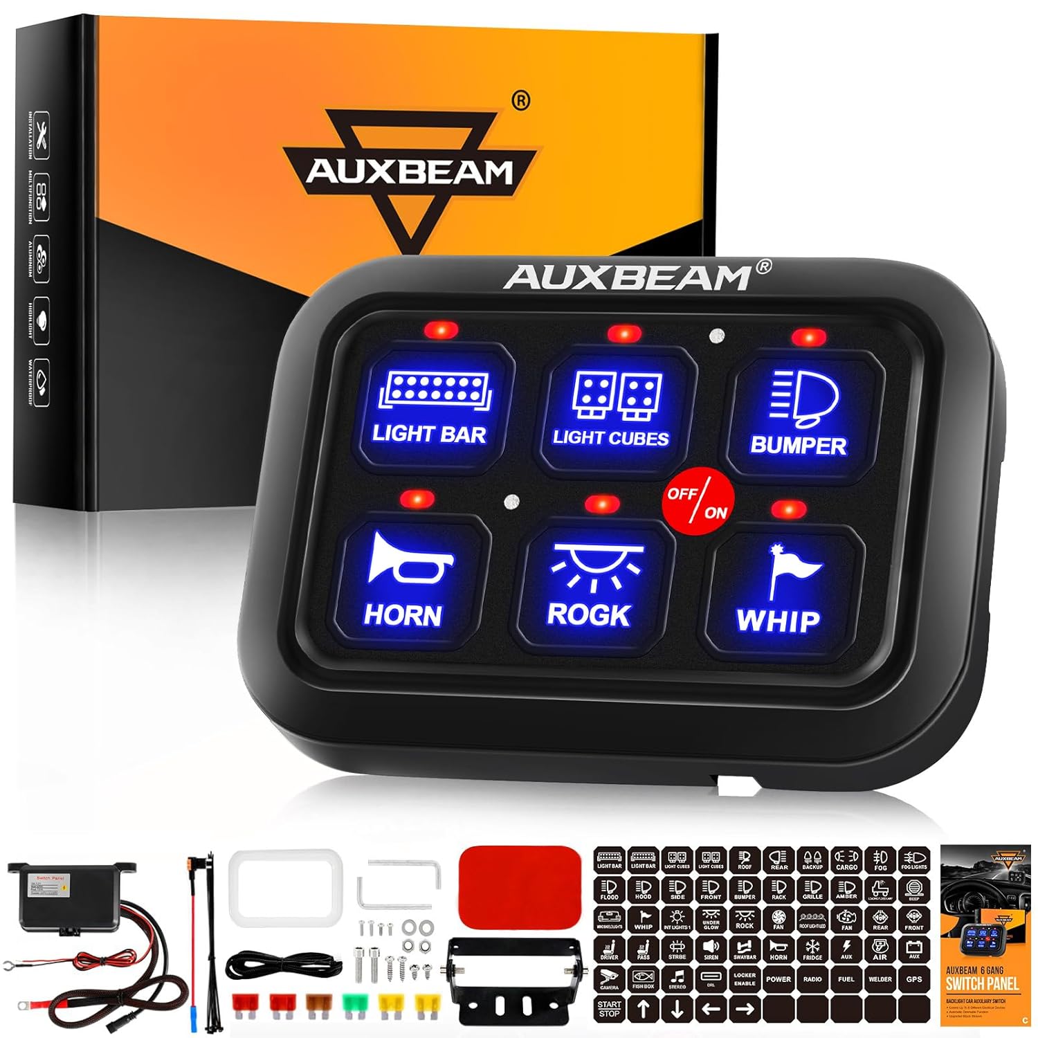 Detalle de Auxbeam BC60 6-gang switch panel for vehicle