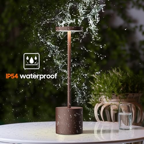 Detalle de HYMZP Lámpara de Mesa Inalámbrica (Corten) con Batería 5000 mAh y Carga Rápida