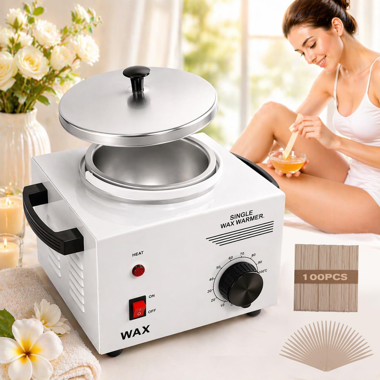 Detalle de Podoy Podoy 16 oz Electric Wax Warmer with Aluminium Pot and 200 Sticks
