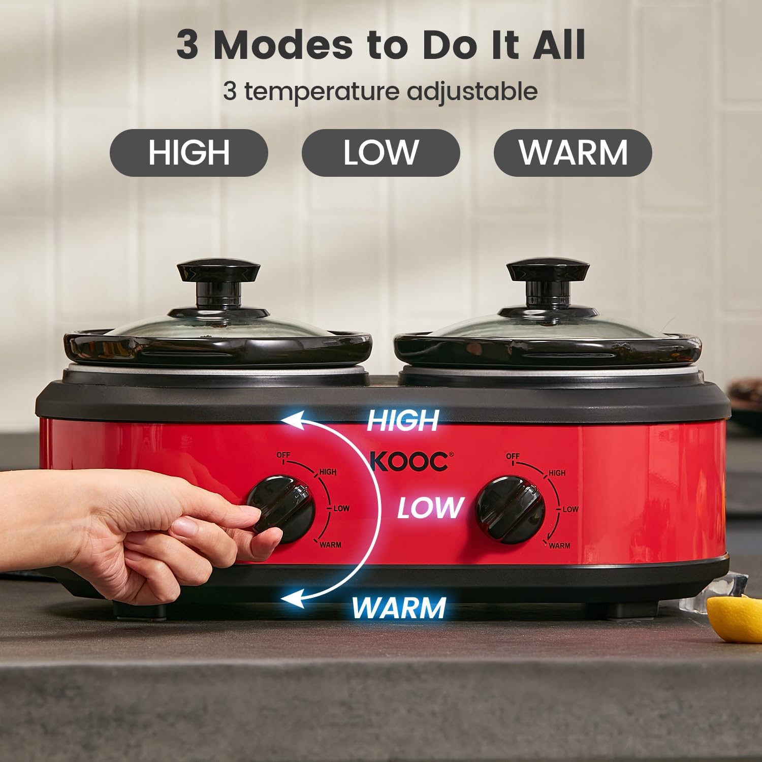 Detalle de KOOC Double Slow Cooker, 2.5 Quart