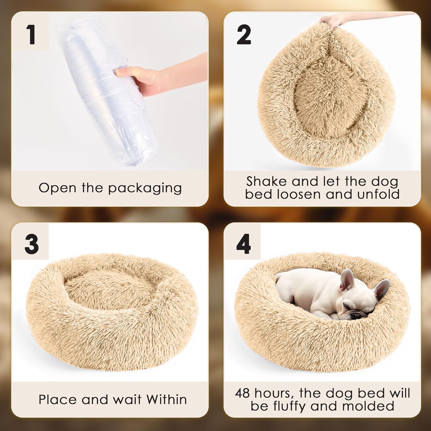 Thumbnail 5 de LUOJINYI cuccia morbida rotonda per cani fino a 70 cm, antiscivolo e lavabile, colore cammello