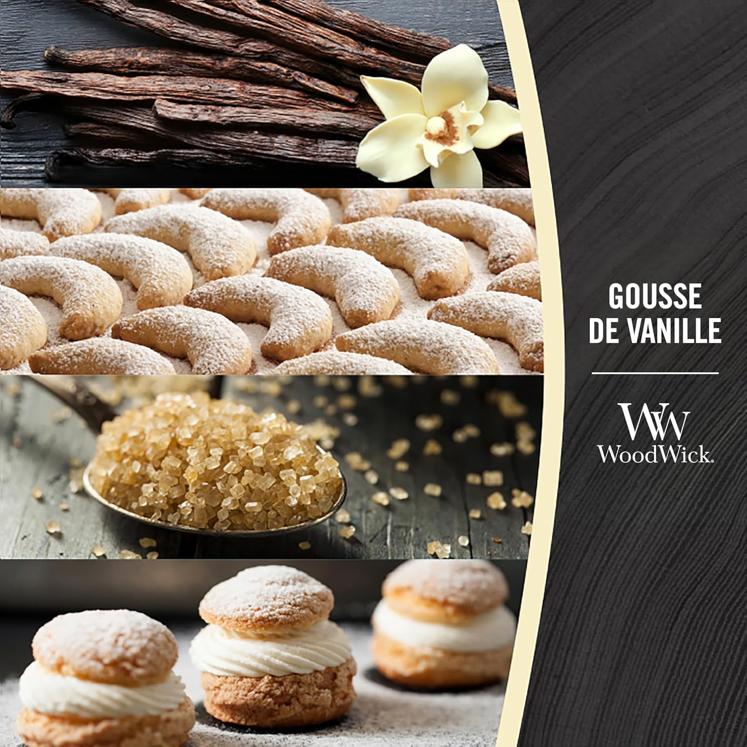 Thumbnail 1 de WoodWick bougie parfumée moyenne avec mèche en bois crépitante – Gousse de vanille