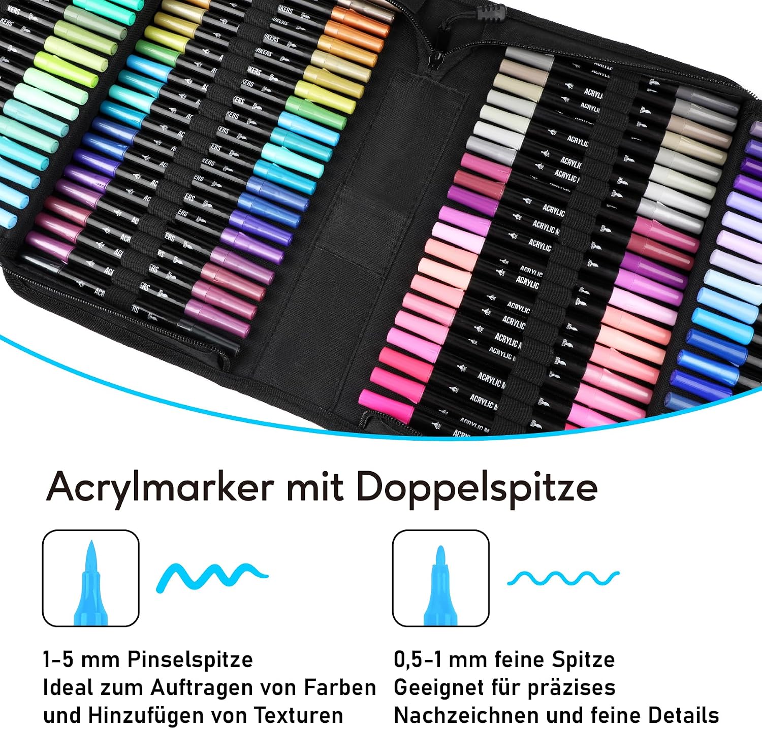 Detalle 2 de Pamaker 120 Farben Acrylstifte Set 🎨