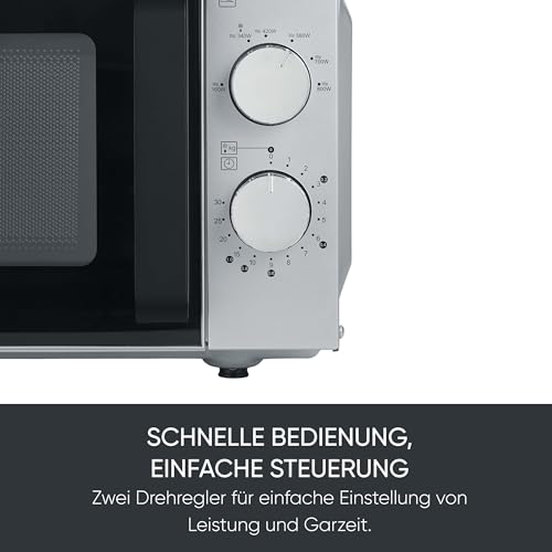 Detalle de SEVERIN MW 9184 Solo-Mikrowelle mit Glasboden – 20 L, 800 W, Schwarz/Edelstahl matt