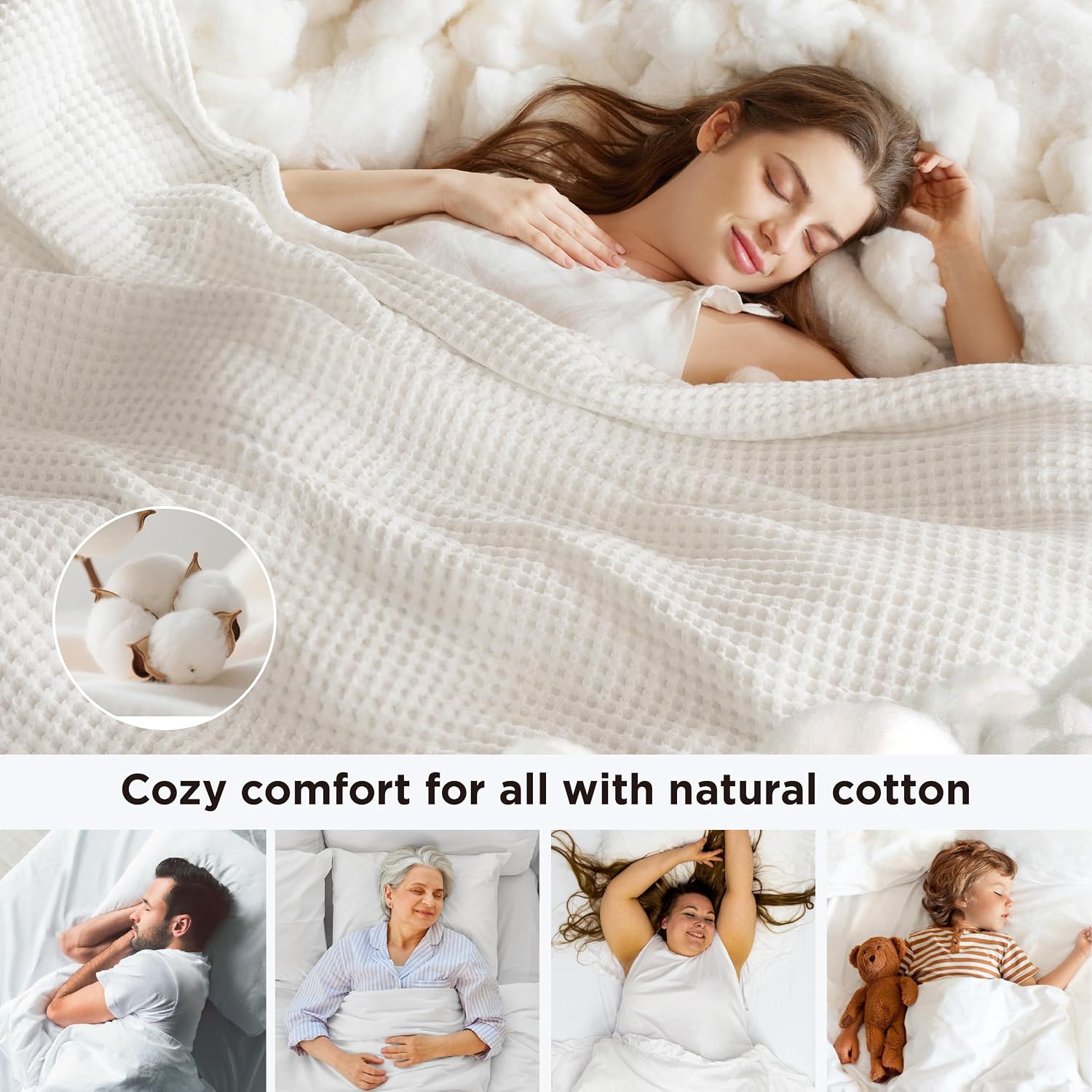 Detalle 2 de Bedsure Cotton Waffle Blanket, Queen