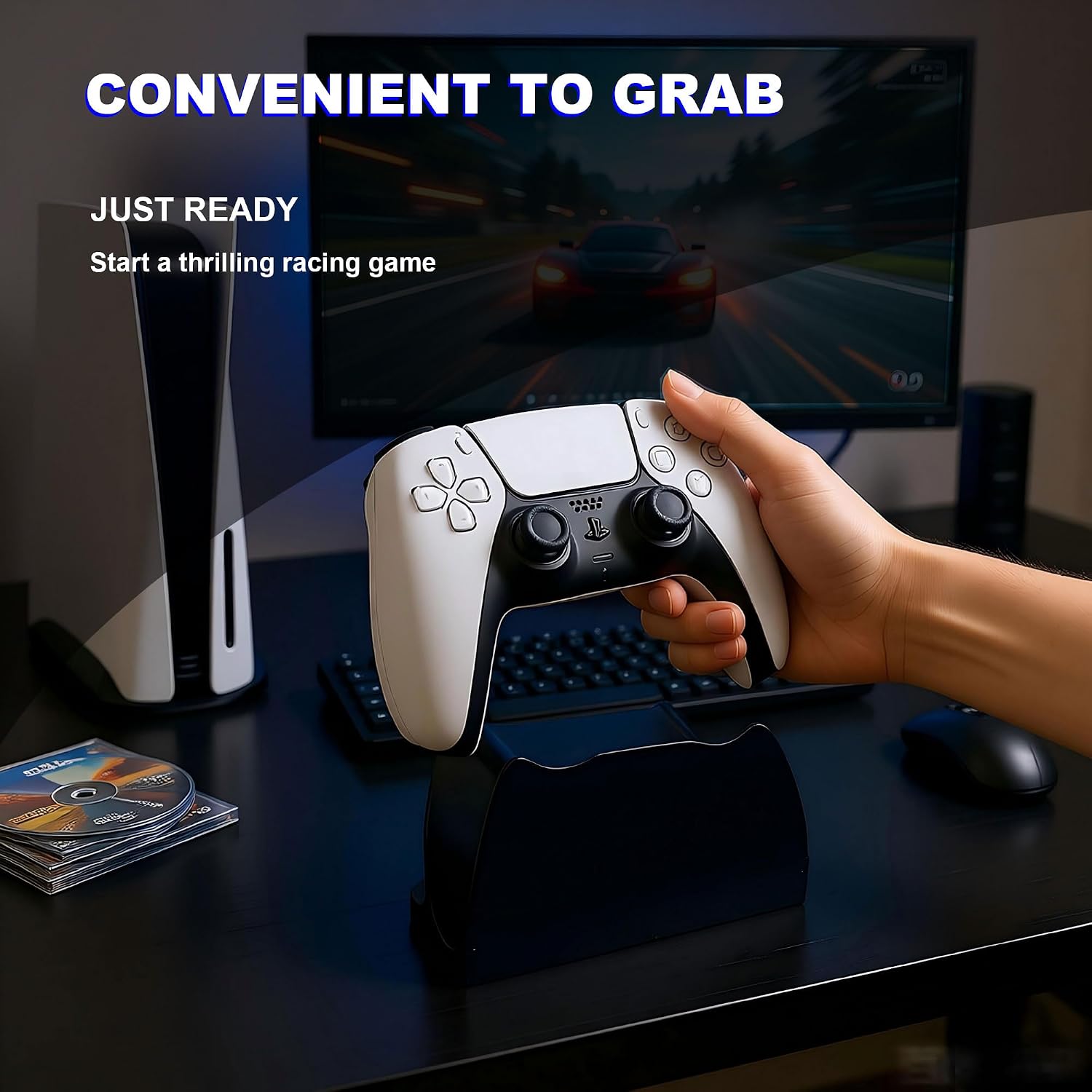 Detalle de TXW Controller Stand for PS5 Wireless Controllers, Black PLA Desk Holder