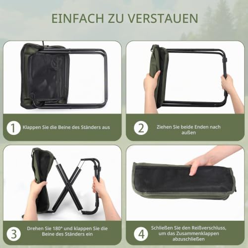 Detalle de Klapphocker Faltbar für Camping von TranRantic – 33×27×32 cm, 0,68 kg, 120 kg Traglast