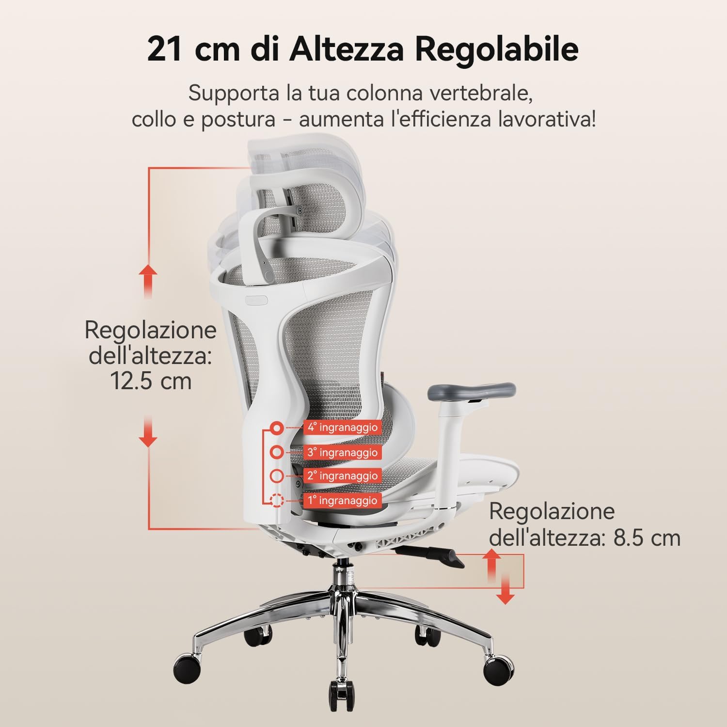 Thumbnail 2 de SIHOO Doro C300 – Sedia ergonomica da ufficio con braccioli 3D e supporto lombare auto-adattivo