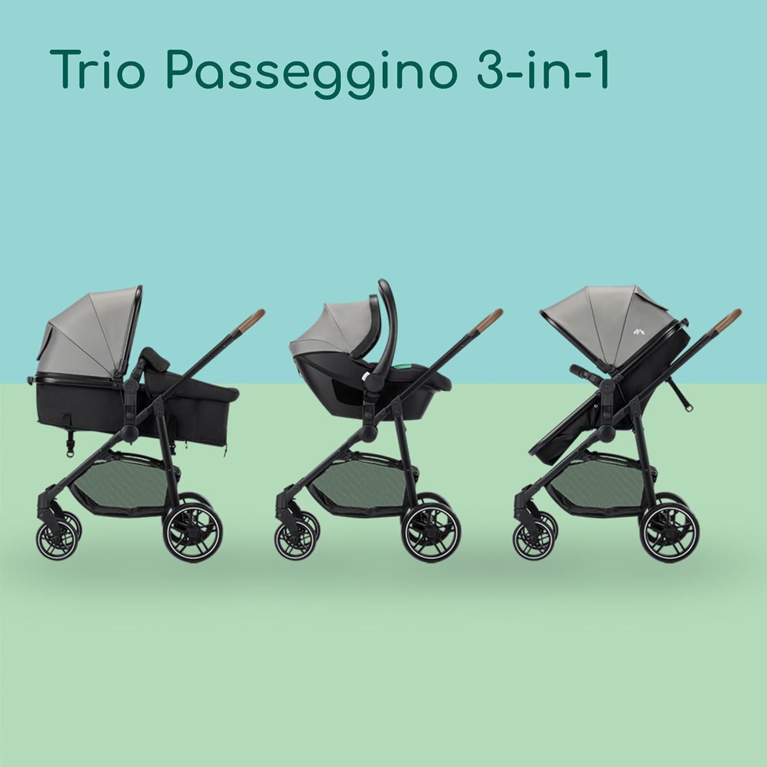 Detalle de Bebeconfort Haze Trio Lux: passeggino 3 in 1 leggero e compatto con seggiolino auto i-Size