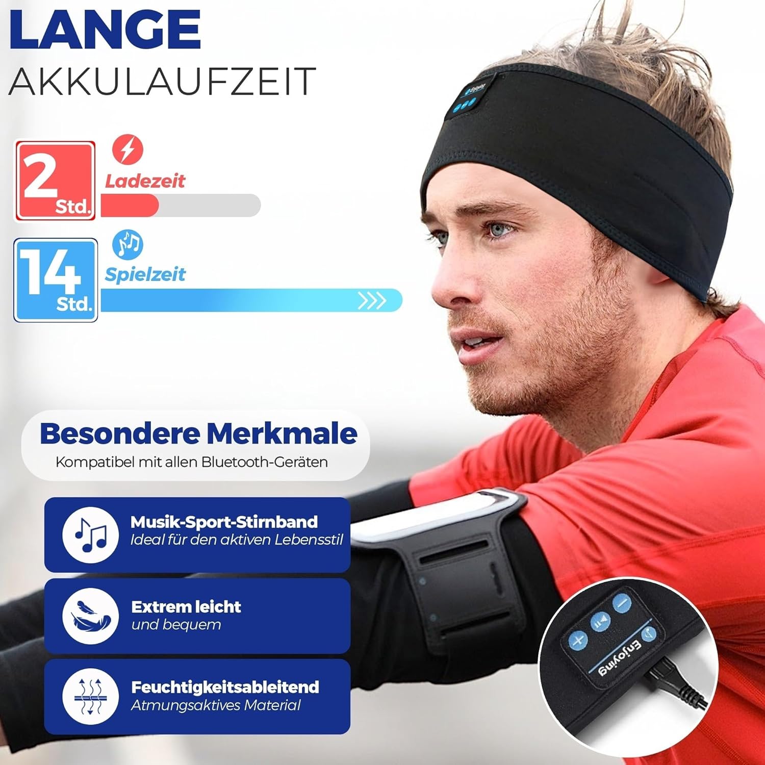 Detalle de GLOBAL TECH Sport-Schlafkopfhörer Bluetooth 5.2