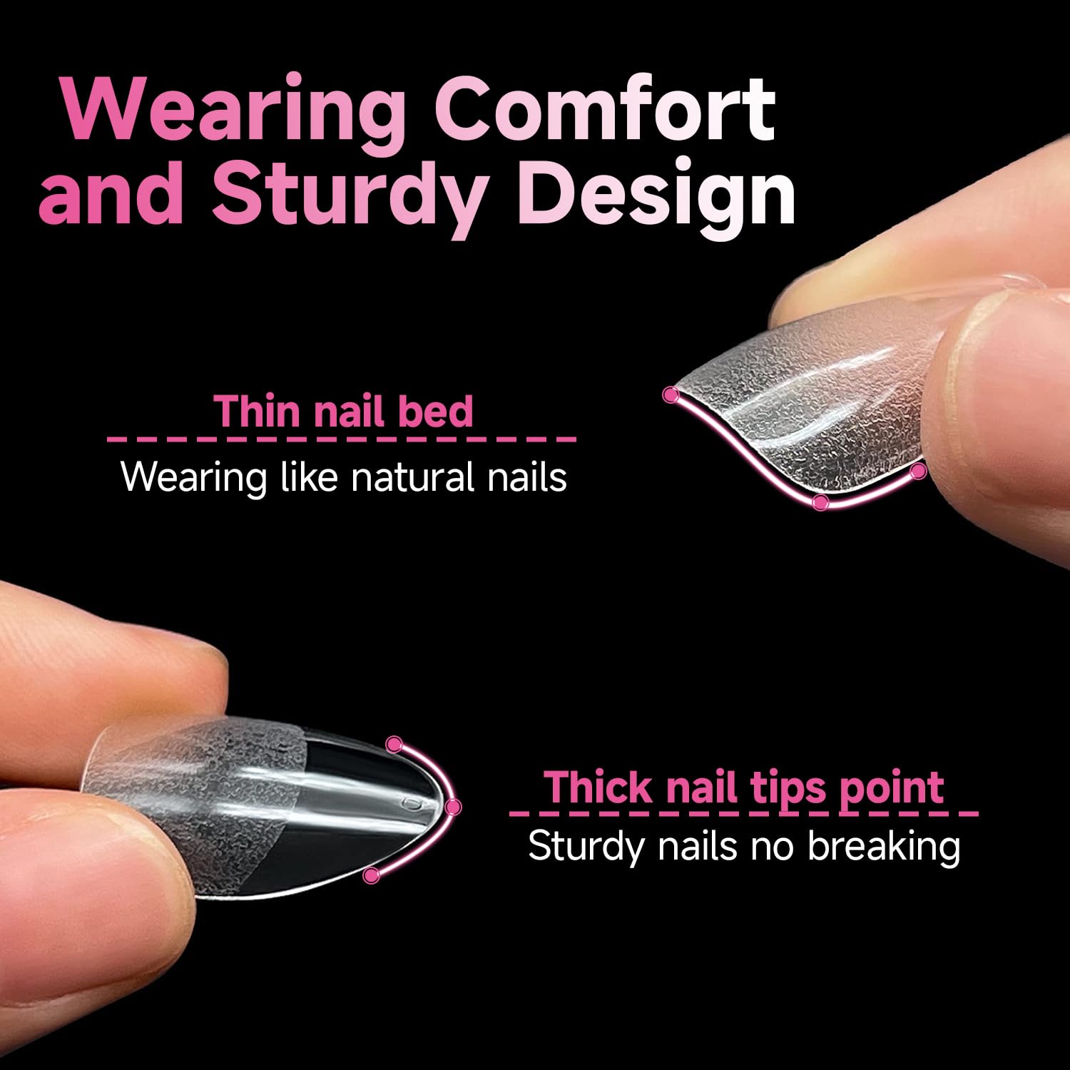 Thumbnail 5 de UNA GELLA Medium Oval Mandel Nageltips – 312 Stück, 12 Größen, Soft Gel Nail Tips ohne C-Kurve