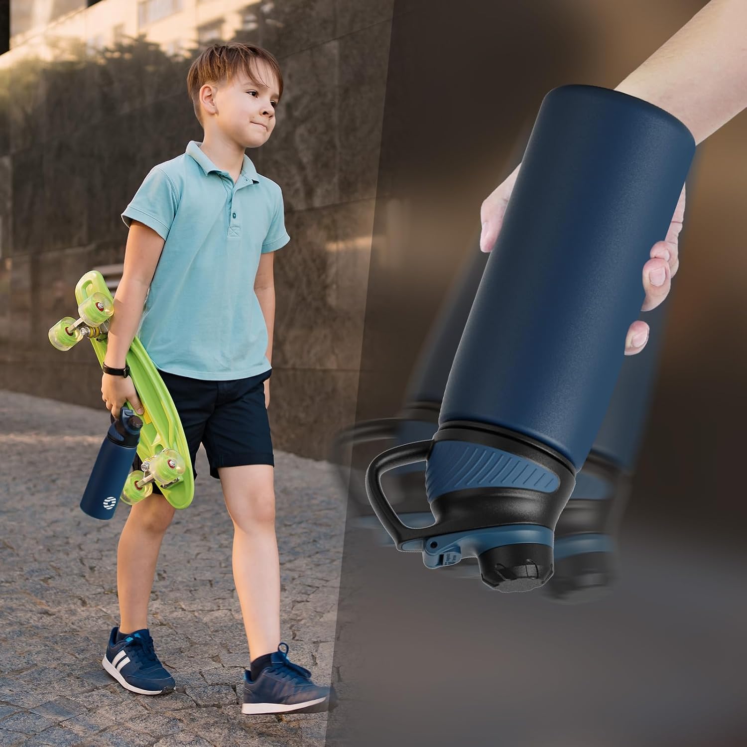Detalle 2 de Fjbottle Edelstahl-Trinkflasche Sport mit magnetischem Deckel (1 l / 800 ml / 600 ml / 400 ml, BPA-frei)