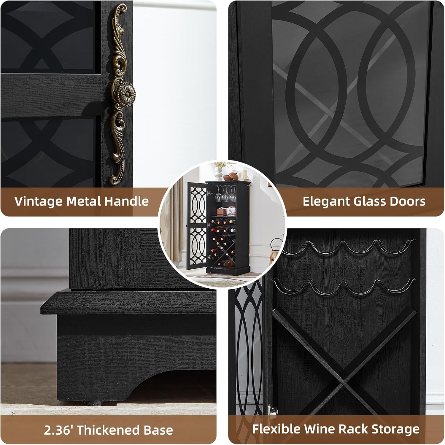 Detalle 2 de Joaxswe Wine Bar Cabinet, 43-inch