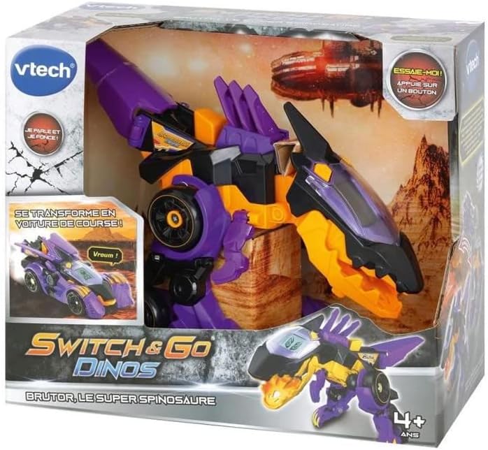 Detalle de VTech Switch & Go Dinos - Dinosaure Brutor transformable en voiture de course, Le Super Spinosaure (Dès 4 ans)