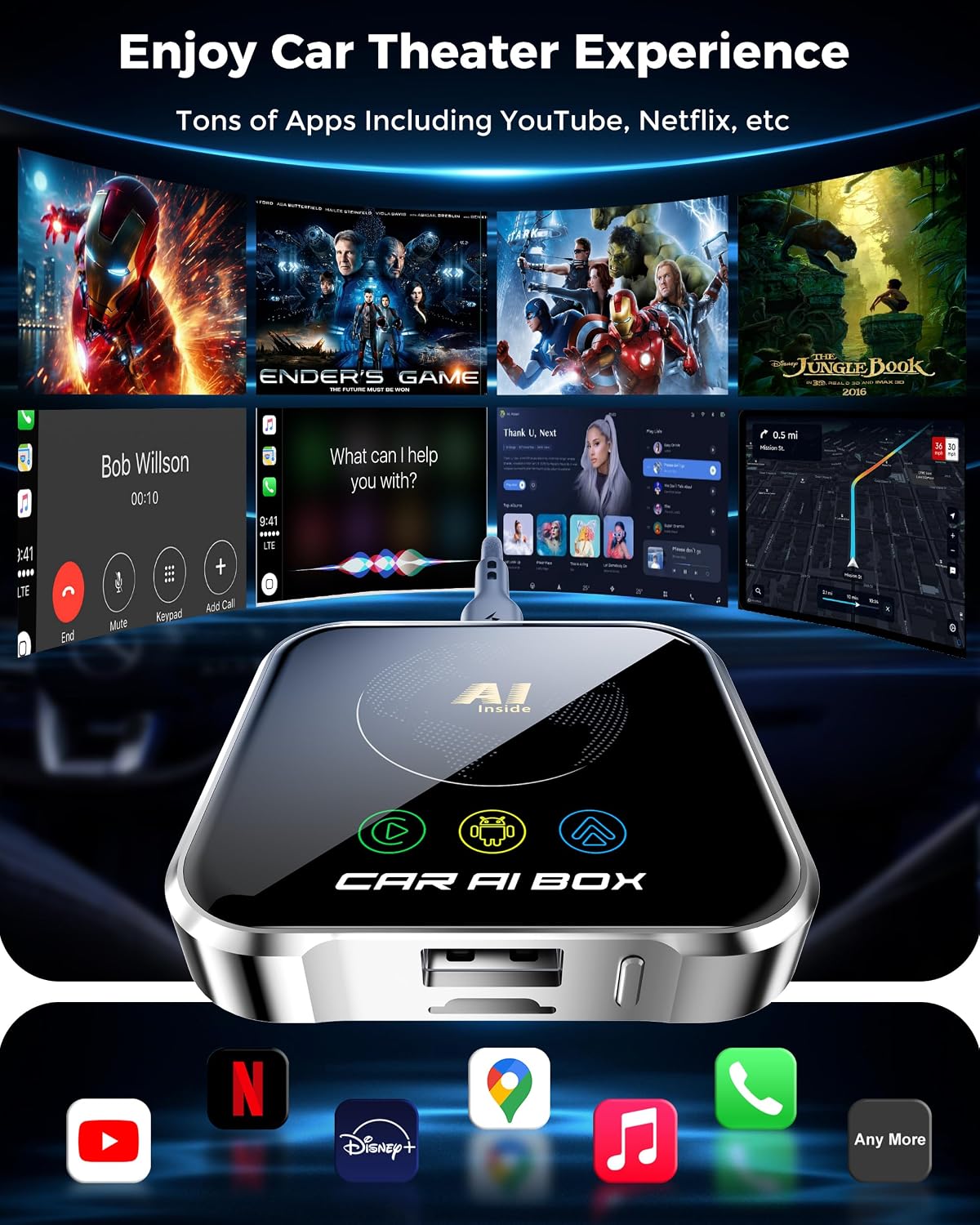 Detalle 2 de Magic AI Box Wireless CarPlay Adapter: Plug-&-Play 4-in-1 Wireless Upgrade