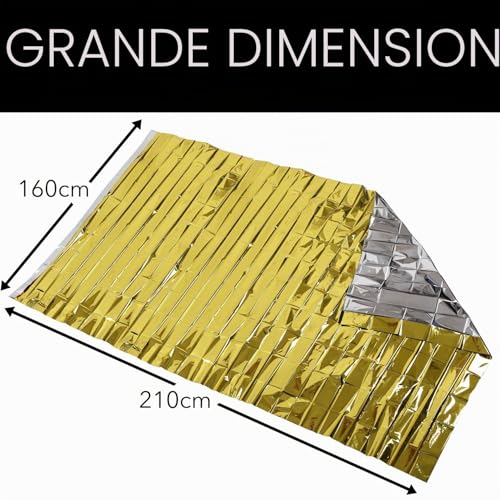 Thumbnail 2 de Takit Couverture de Survie 5x – Extra Large 210 x 160 cm, Mylar Or Gris, Réutilisable et Imperméable