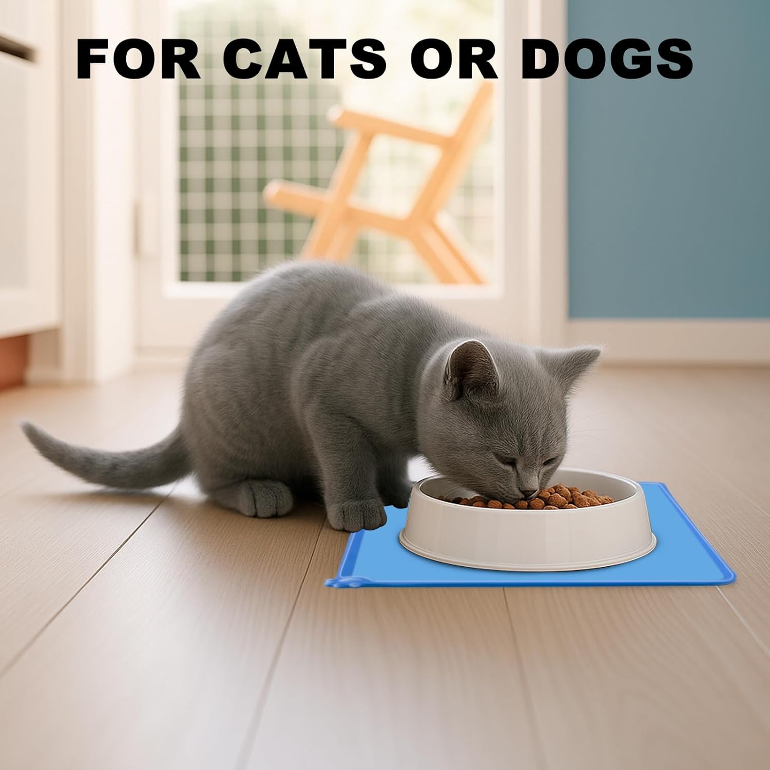 Detalle de MOACC Dog Food Mat, Silicone Pet Feeding Mat – 54 x 38 cm (Blue)