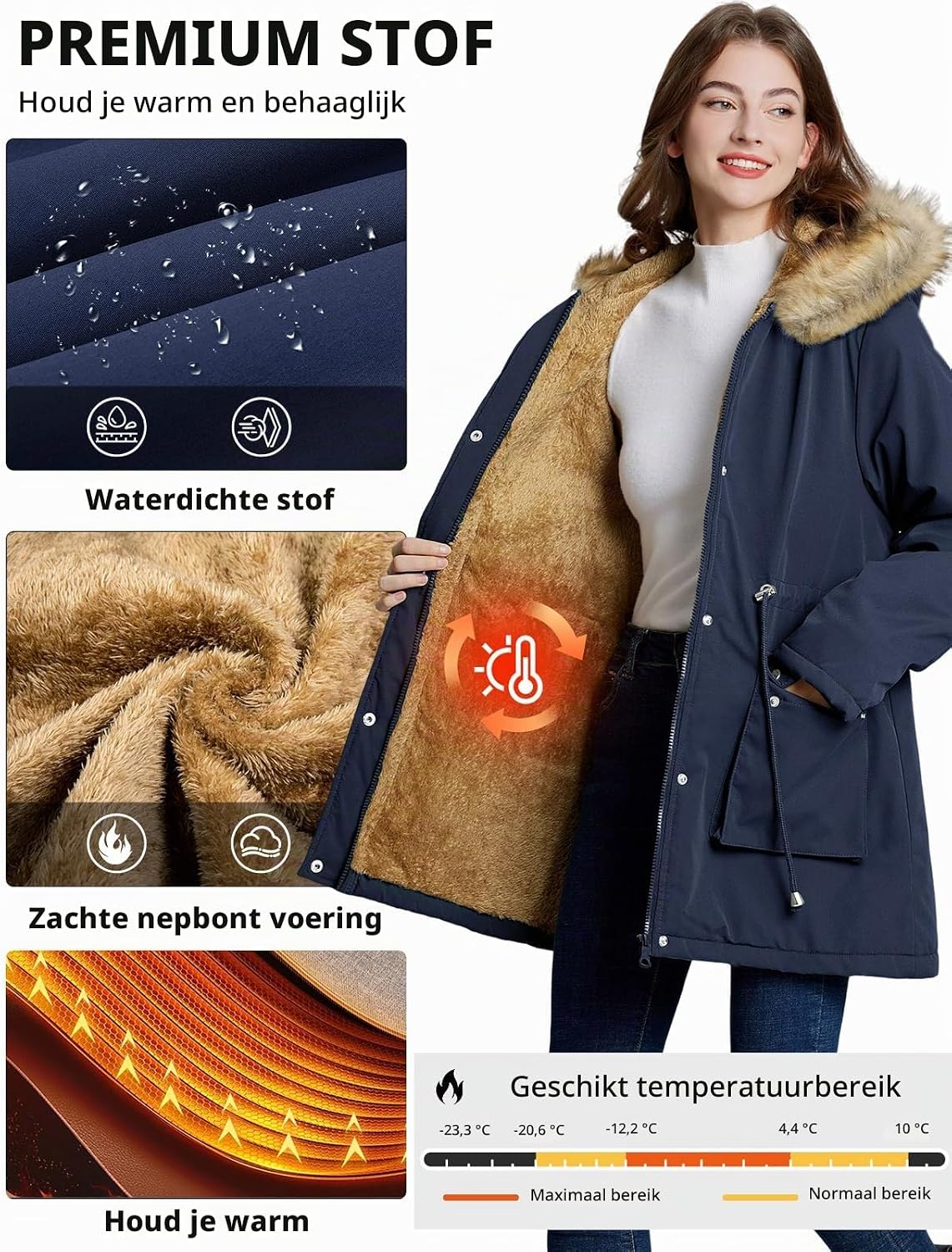 Detalle de Xnova NIC25032_MF dameswinterparka met fleecevoering en capuchon
