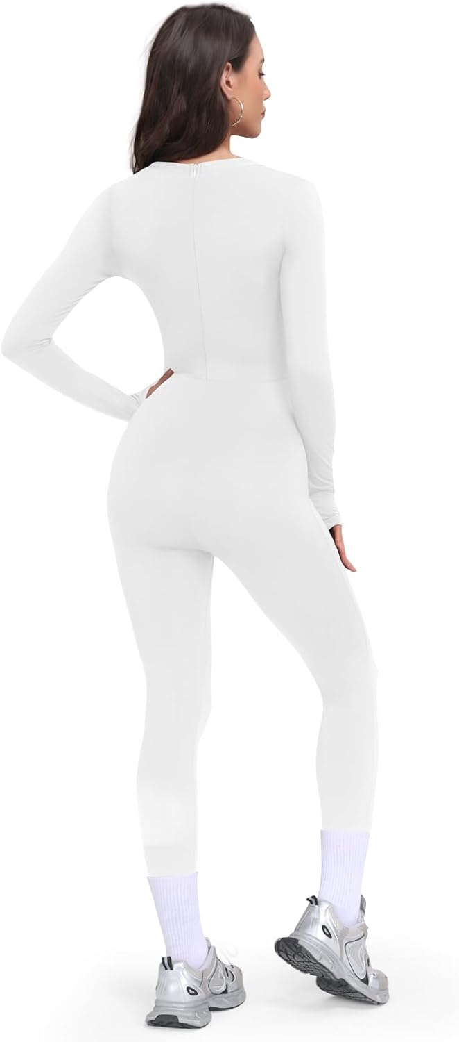 Detalle 2 de VUTRU Damen Sport Jumpsuit Lang – Enganliegender Yoga-Body mit verstecktem Reißverschluss