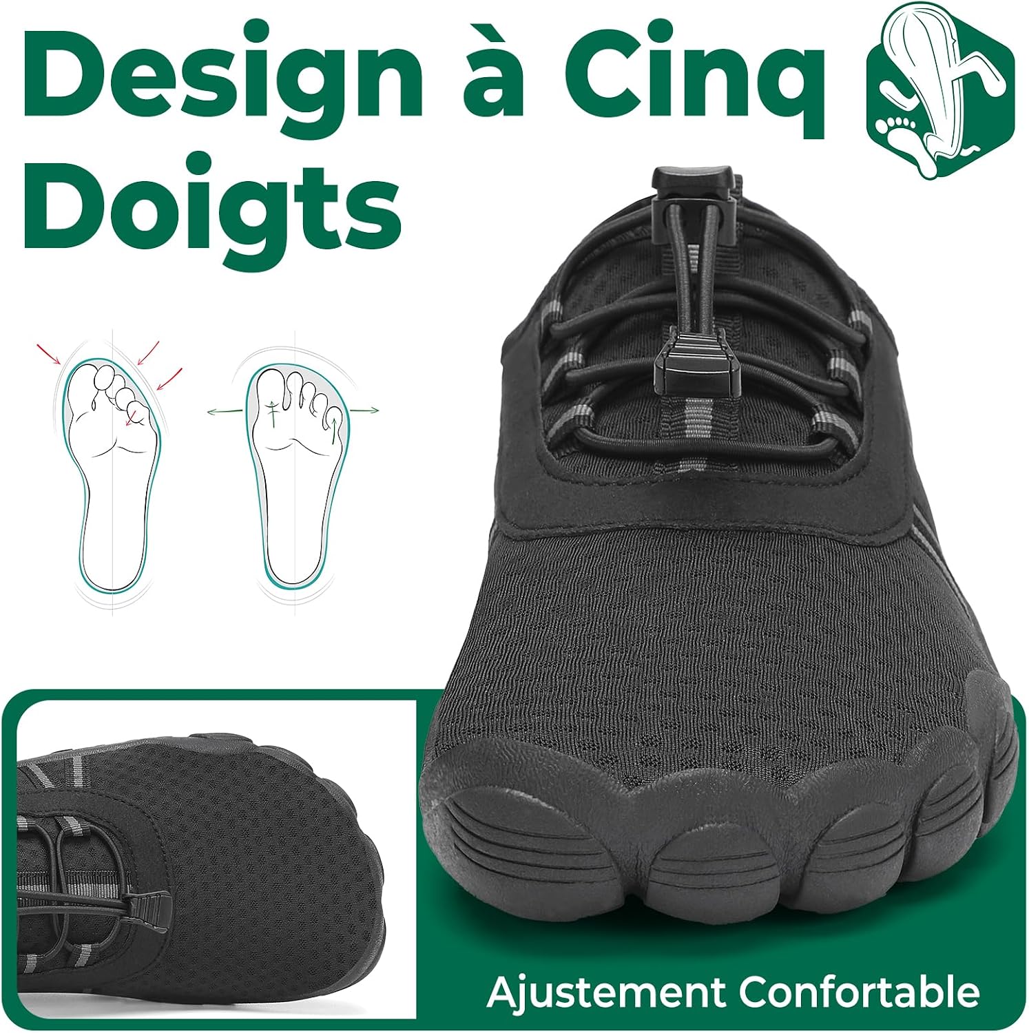 Detalle de SAGUARO Chaussures aquatiques barefoot à séchage rapide, semelle antidérapante et drainage GR.36 à 48
