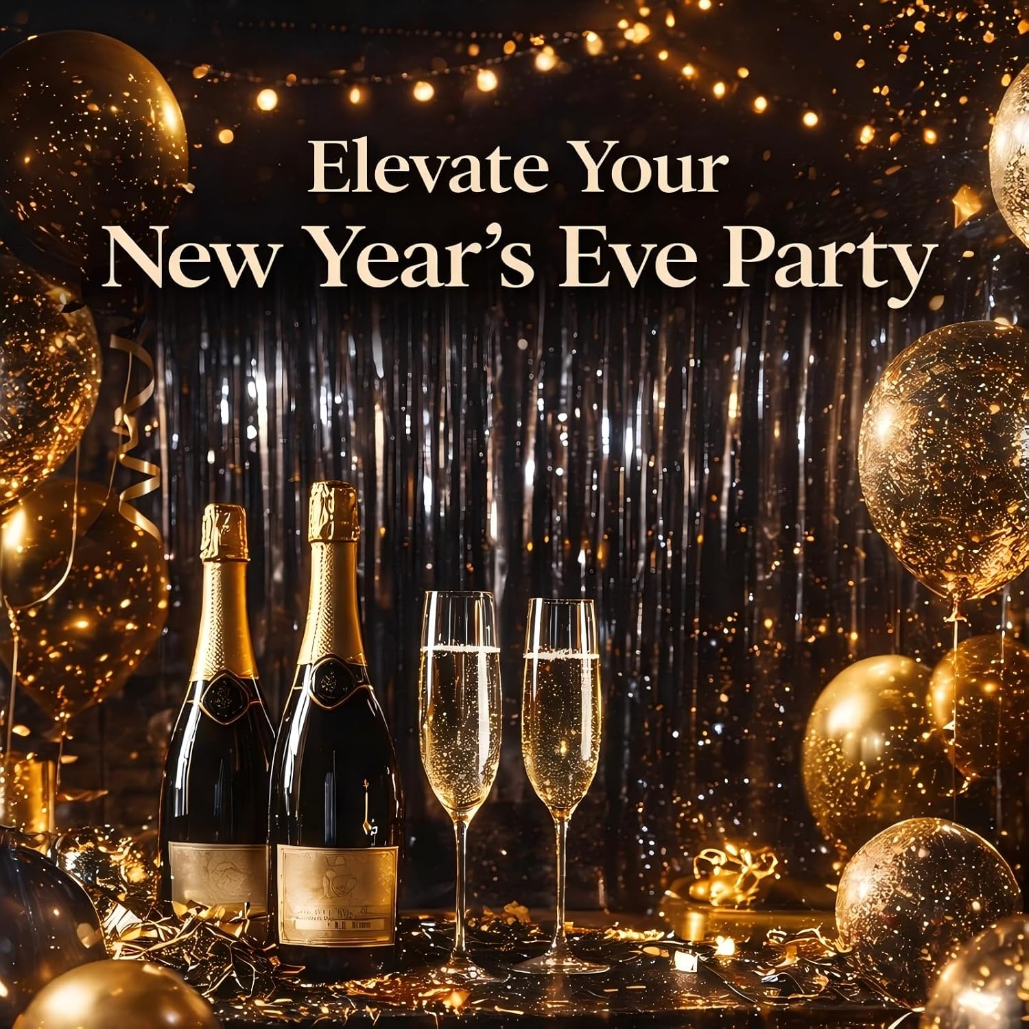 Thumbnail 5 de Black Foil Fringe Curtain Party Decorations (3 Pack) — Shiny Black Tinsel Backdrop
